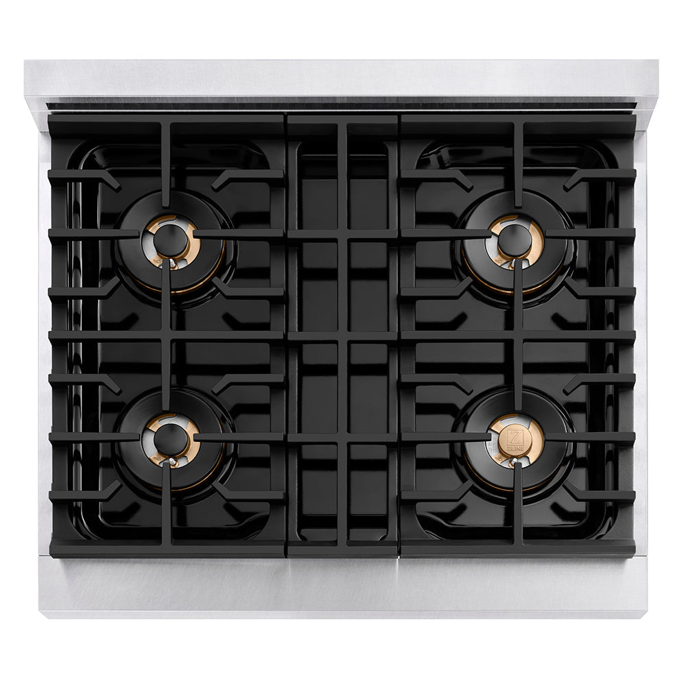 ZLINE 30 in. 4.2 cu. ft. Paramount Dual Fuel Range with 4 Burner DuoPro™ Cooktop and Electric Convection Oven with Black Matte Door (PSDR-BLM-30)