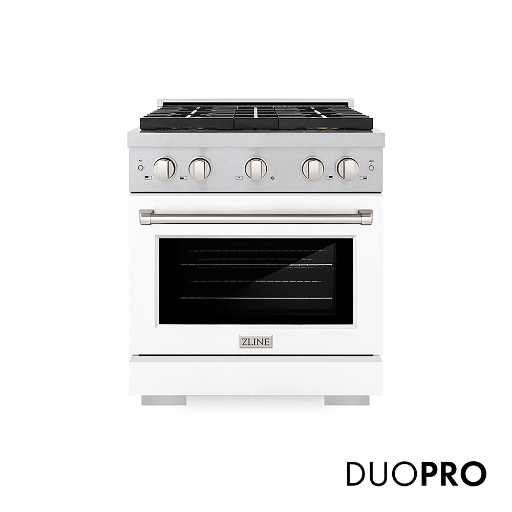 ZLINE 30 in. 4.2 cu. ft. Paramount Dual Fuel Range with 4 Burner DuoPro™ Cooktop and Electric Convection Oven with Black Matte Door (PSDR-BLM-30)