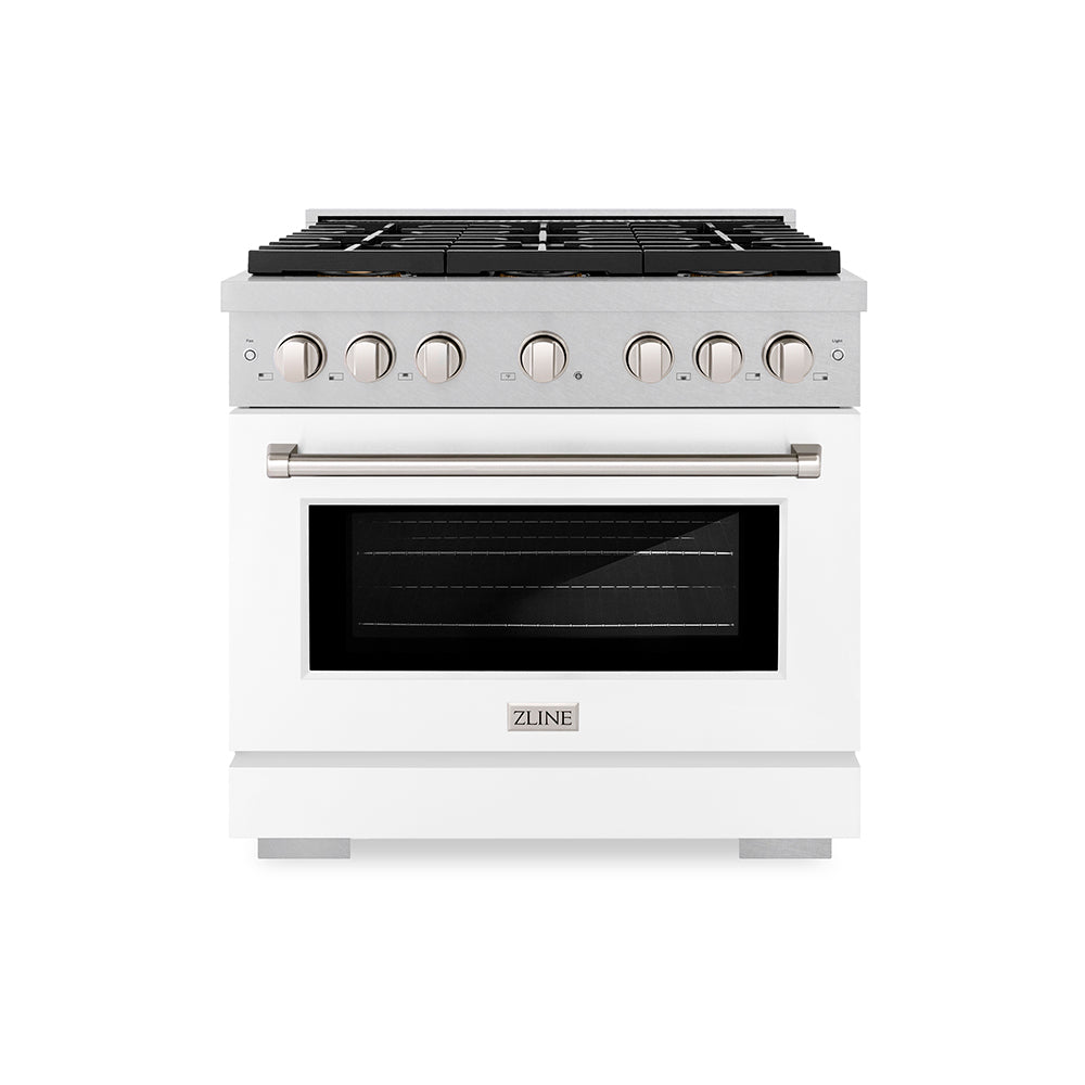 ZLINE 36 in. 5.2 cu. ft. Paramount Dual Fuel Range with 6 Burner DuoPro™ Cooktop and Electric Convection Oven in Black Stainless Steel (PSDRB-36)