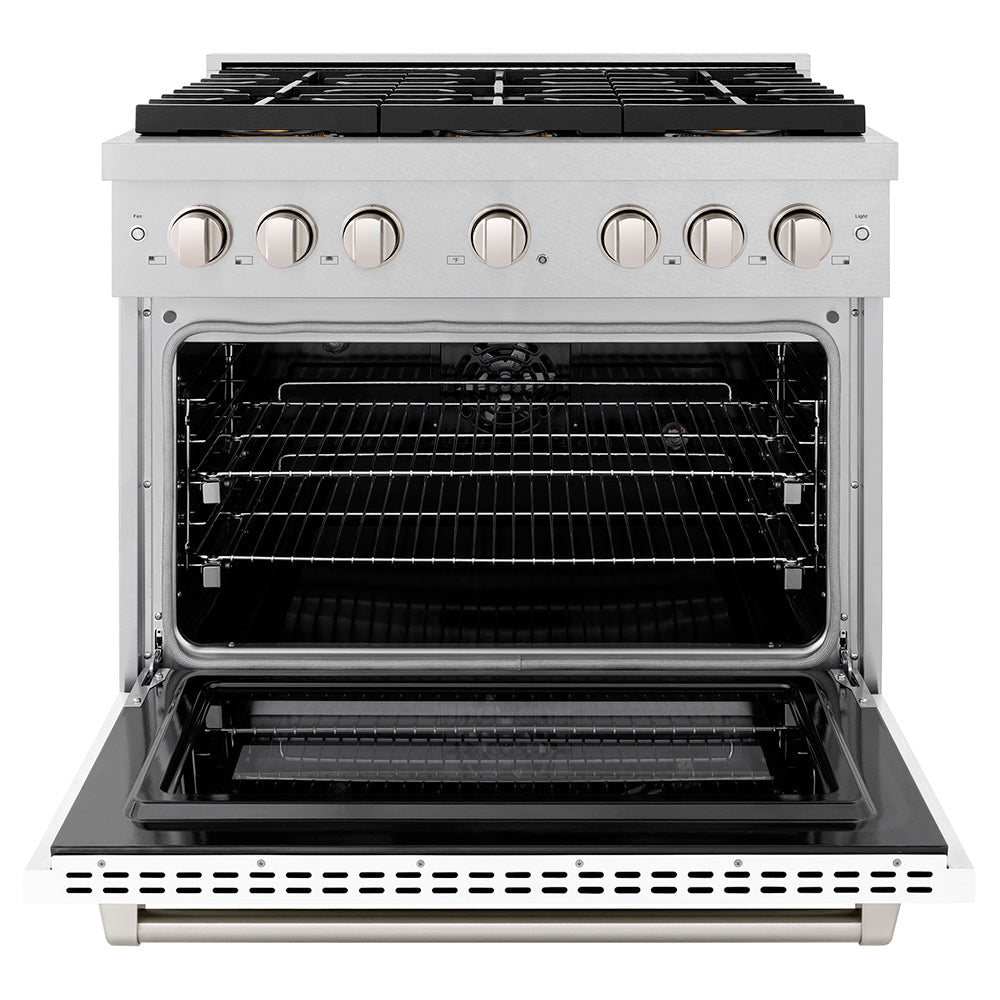 ZLINE 36 in. 5.2 cu. ft. Paramount Dual Fuel Range with 6 Burner DuoPro™ Cooktop and Electric Convection Oven in Black Stainless Steel (PSDRB-36)