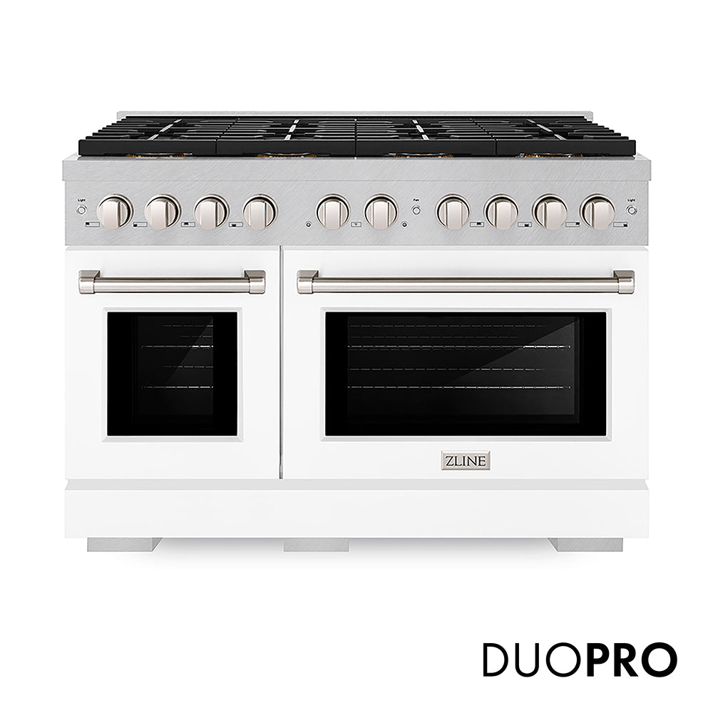 ZLINE 48 in. 6.7 cu. ft. Paramount Dual Fuel Range with 8 Burner DuoPro™ Cooktop and Dual Ovens in Black Stainless Steel (PSDRB-48)