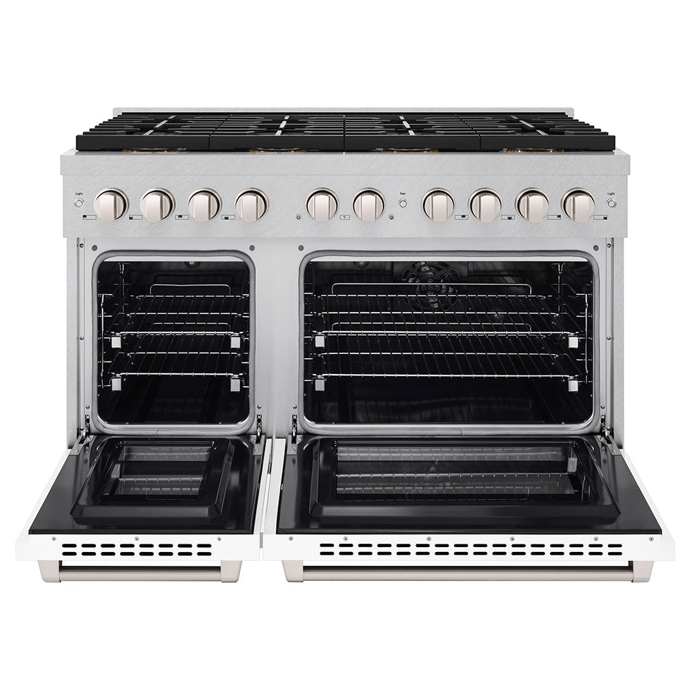 ZLINE 48 in. 6.7 cu. ft. Paramount Dual Fuel Range with 8 Burner DuoPro™ Cooktop and Dual Ovens in Black Stainless Steel (PSDRB-48)