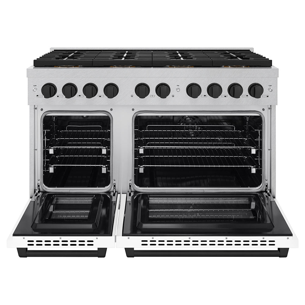 ZLINE Autograph Edition 48 in. 6.7 cu. ft. Paramount Dual Fuel Range with 8 Burner DuoPro™ Cooktop and Dual Ovens in Stainless Steel and Champagne Bronze Accents (PSDRZ-48-CB)