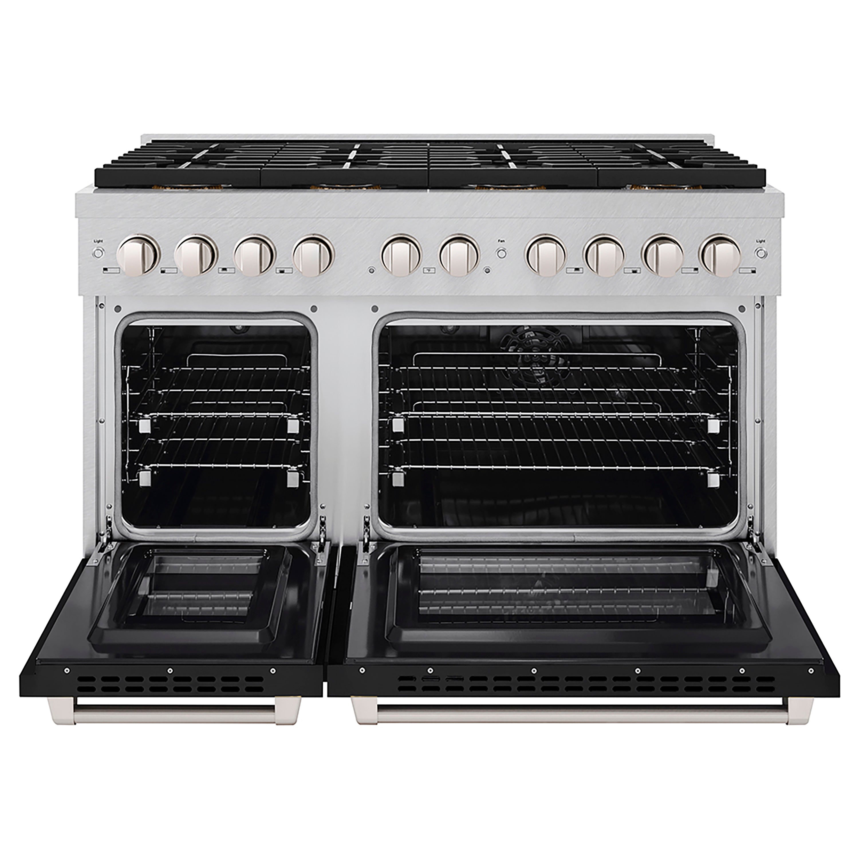 ZLINE 48 in. 6.7 cu. ft. Paramount Dual Fuel Range with 8 Burner DuoPro™ Cooktop and Dual Ovens in Black Stainless Steel (PSDRB-48)