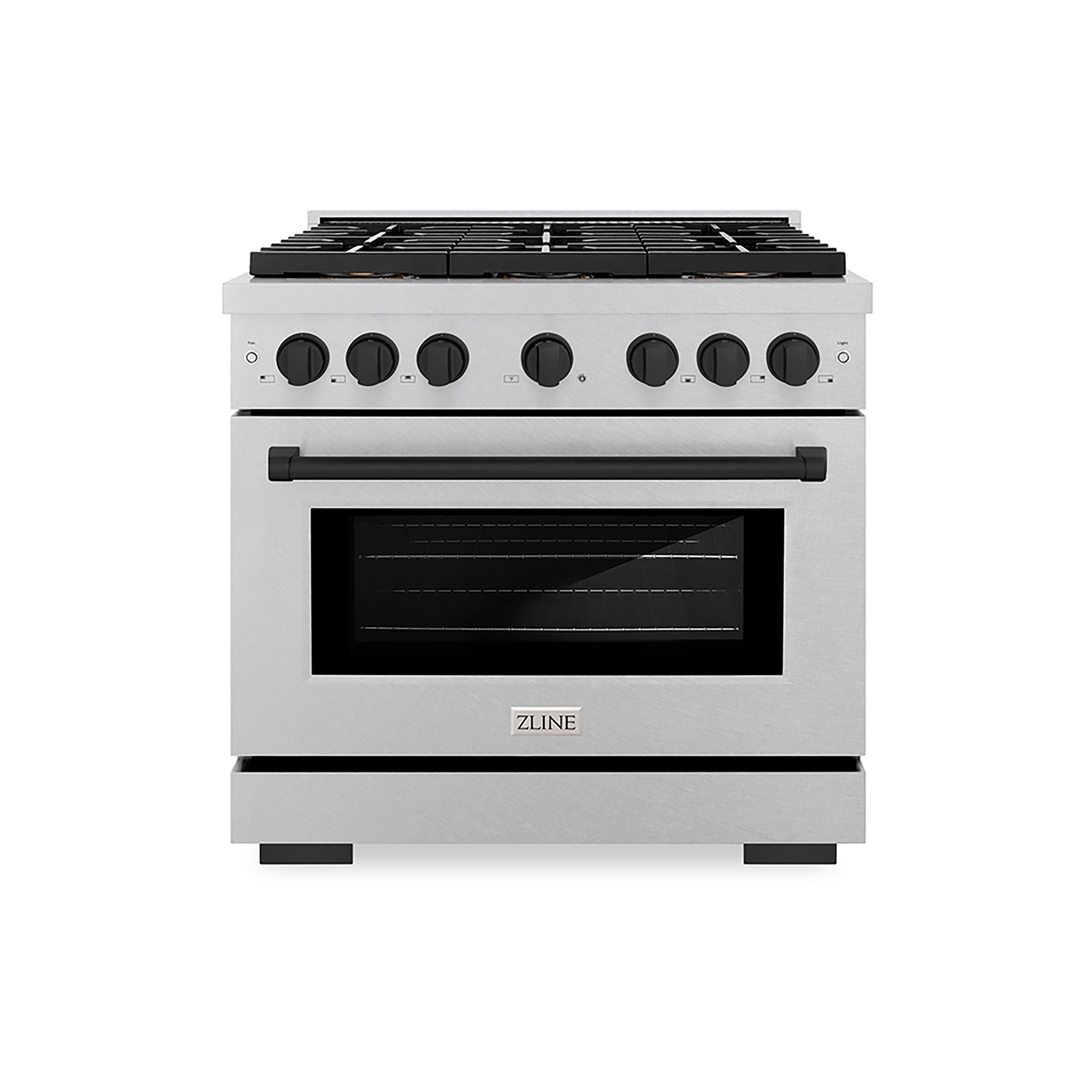 ZLINE Autograph Edition 36 in. 5.2 cu. ft. Paramount Gas Range with 6 Burner DuoPro™ Cooktop and Convection Gas Oven with White Matte Door and Matte Black Accents (PSGRZ-WM-36-MB)