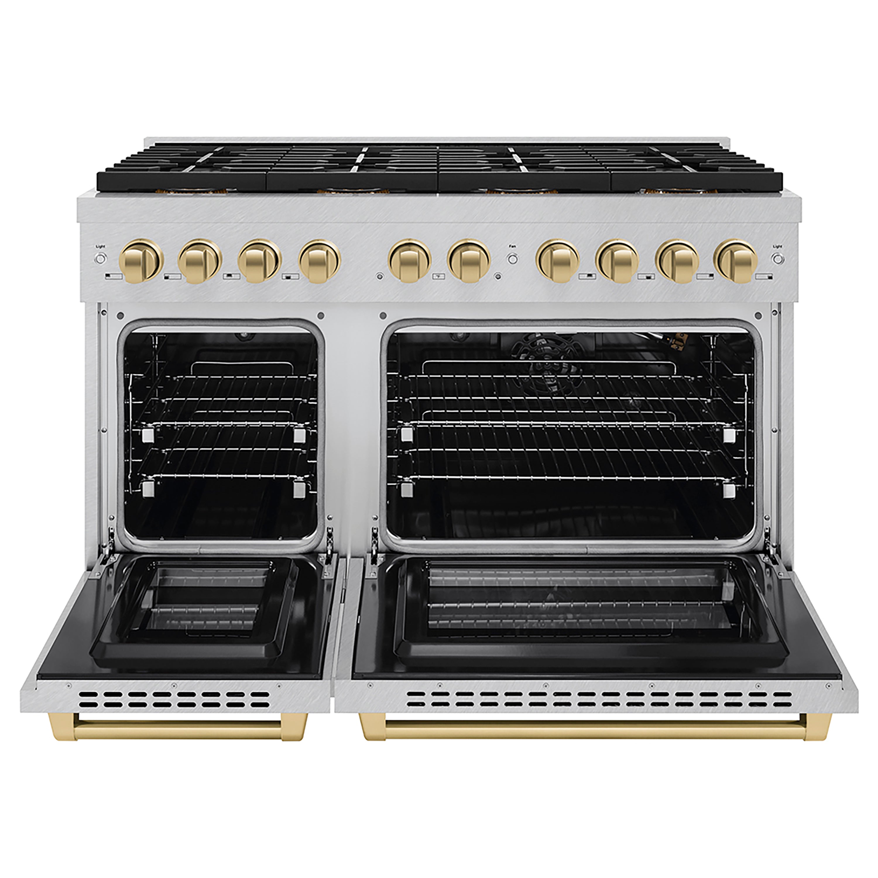 ZLINE Autograph Edition 48 in. 6.7 cu. ft. Paramount Gas Range with 8 Burner DuoPro™ Cooktop and Dual Ovens with White Matte Doors and Matte Black Accents (PSGRZ-WM-48-MB)