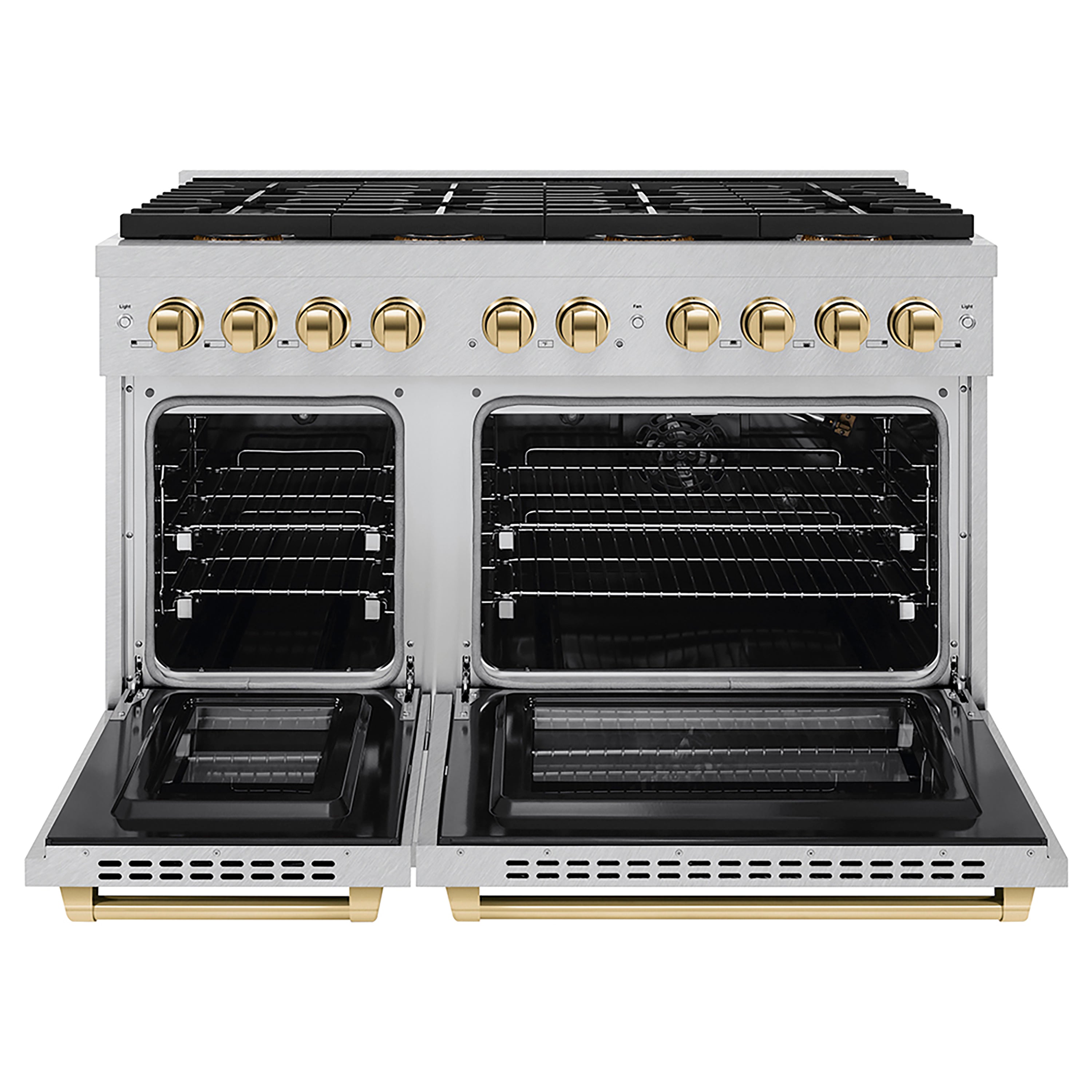 ZLINE Autograph Edition 48 in. 6.7 cu. ft. Paramount Gas Range with 8 Burner DuoPro™ Cooktop and Dual Ovens with White Matte Doors and Matte Black Accents (PSGRZ-WM-48-MB)