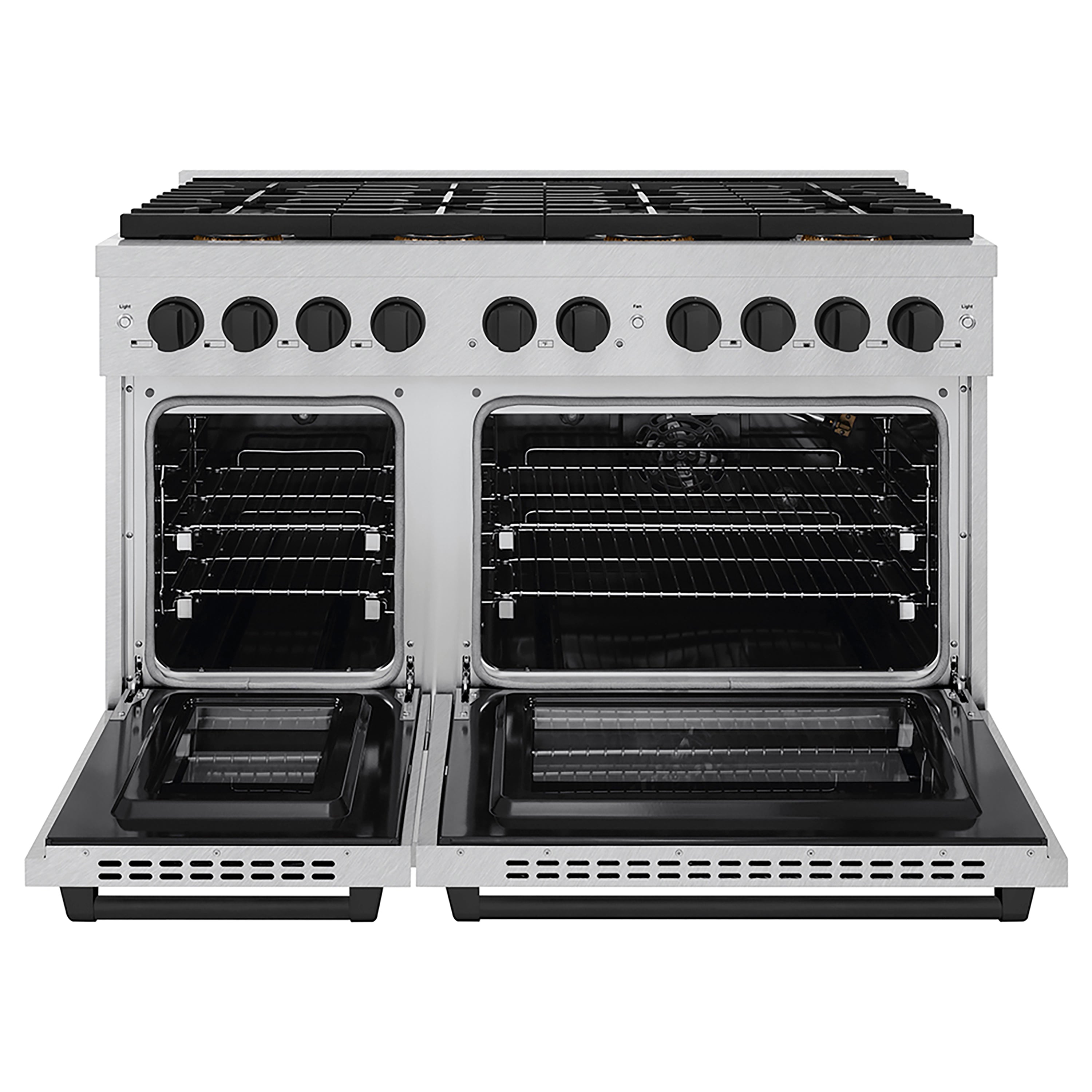 ZLINE Autograph Edition 48 in. 6.7 cu. ft. Paramount Gas Range with 8 Burner DuoPro™ Cooktop and Dual Ovens with White Matte Doors and Matte Black Accents (PSGRZ-WM-48-MB)