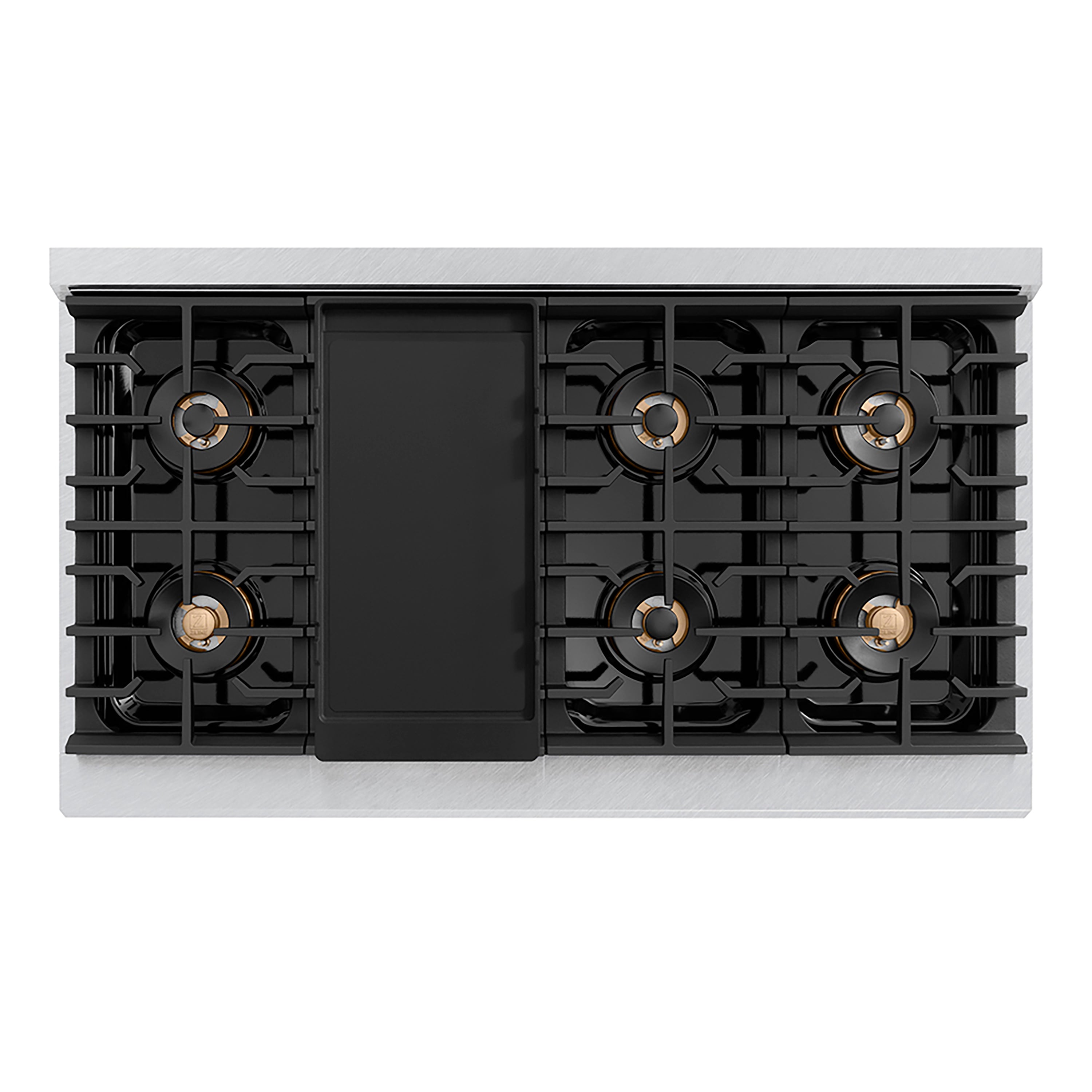 ZLINE Autograph Edition 48 in. 6.7 cu. ft. Paramount Gas Range with 8 Burner DuoPro™ Cooktop and Dual Ovens with White Matte Doors and Matte Black Accents (PSGRZ-WM-48-MB)