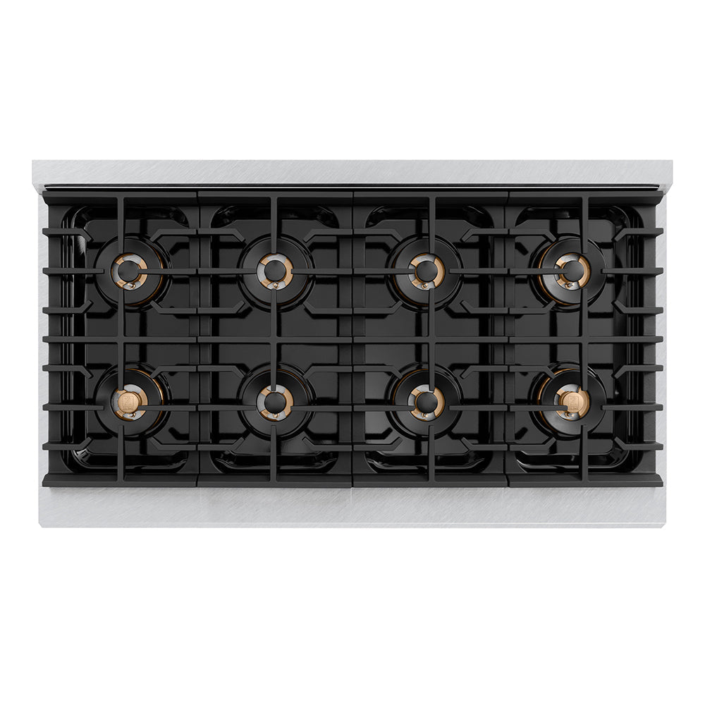 ZLINE Autograph Edition 48 in. 6.7 cu. ft. Paramount Gas Range with 8 Burner DuoPro™ Cooktop and Dual Ovens with White Matte Doors and Matte Black Accents (PSGRZ-WM-48-MB)