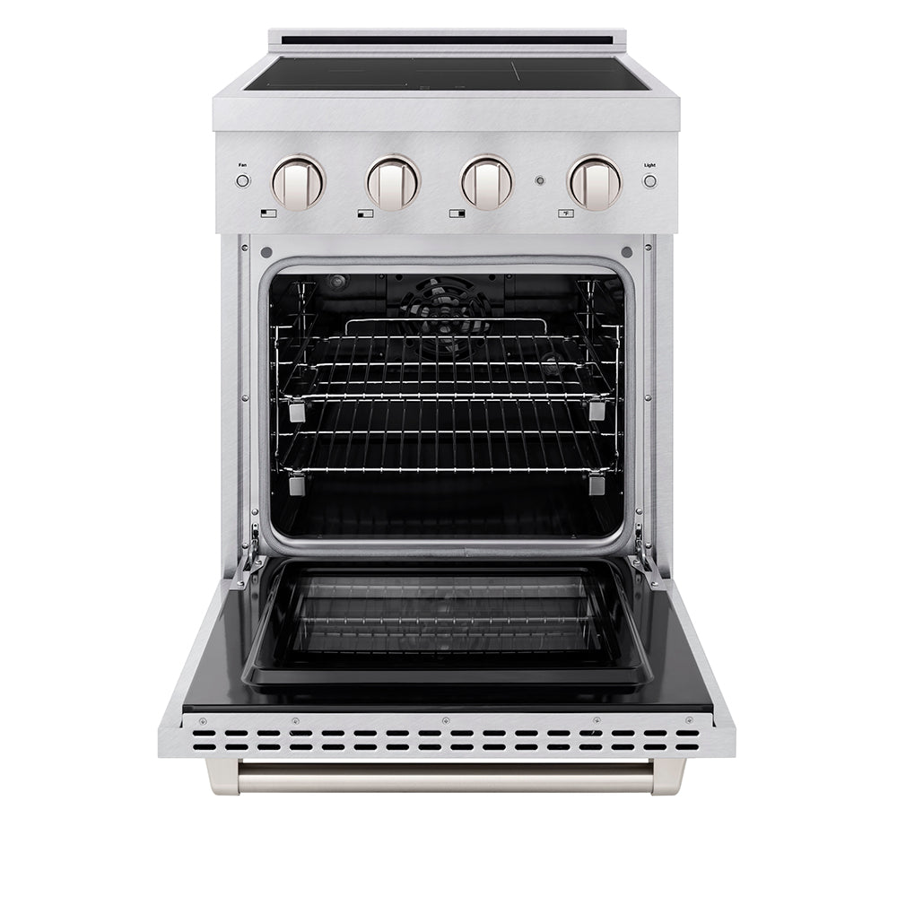 ZLINE 24 in. 3.2 cu. ft. Paramount Induction Range with 3 Element Cooktop and Electric Convection Oven in Satin Stainless Steel (SINRS-24)