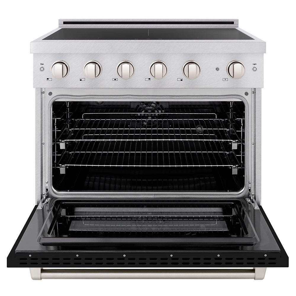 ZLINE 36 in. 5.2 cu. ft. Paramount Induction Range with 5 Element Cooktop and Electric Convection Oven in Satin Stainless Steel with White Matte Door (SINRS-WM-36)