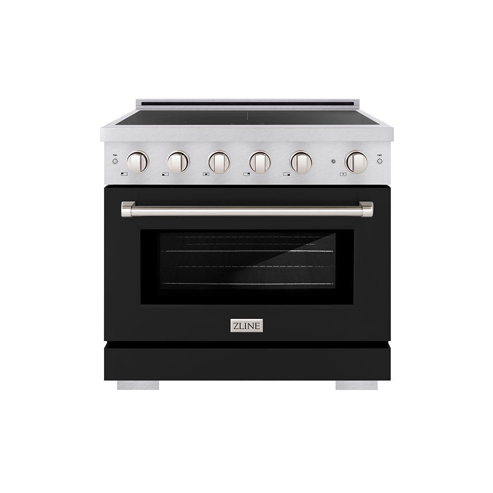 ZLINE 36 in. 5.2 cu. ft. Paramount Induction Range with 5 Element Cooktop and Electric Convection Oven in Satin Stainless Steel with White Matte Door (SINRS-WM-36)