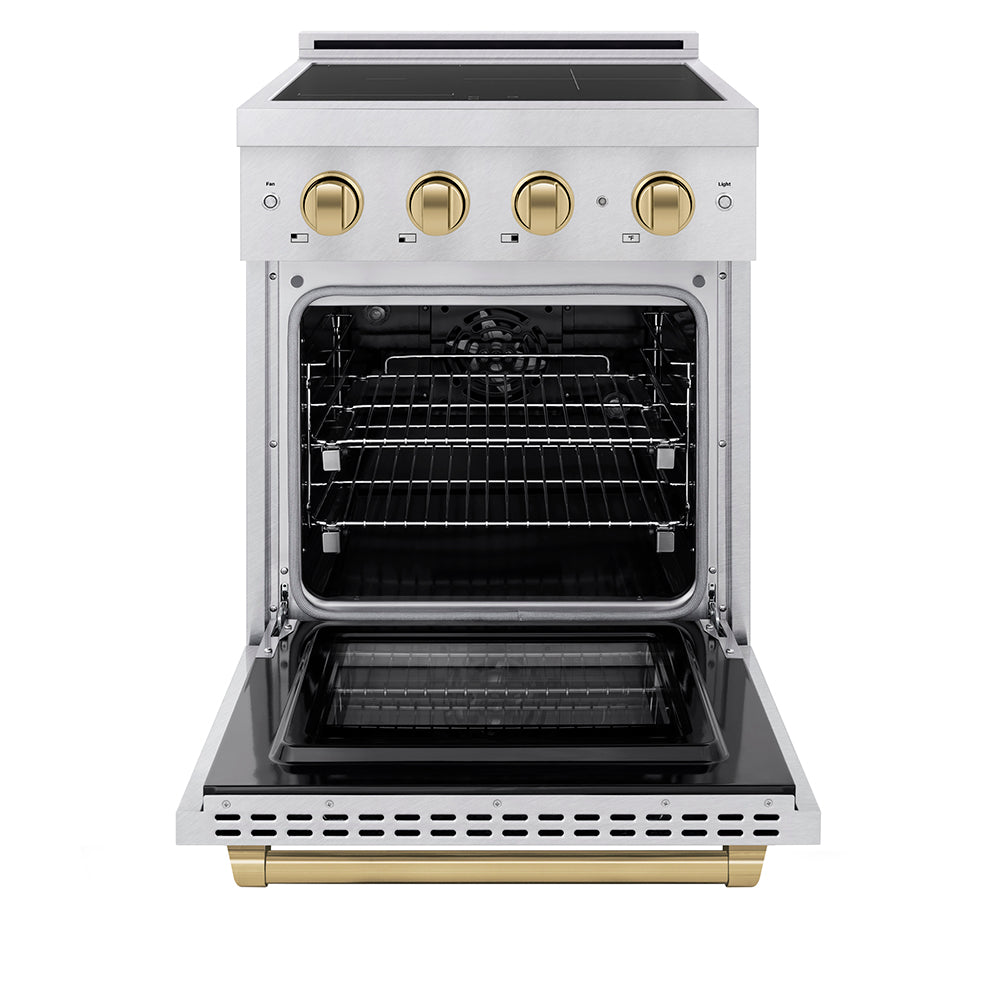 ZLINE Autograph Edition 24 in. 3.2 cu. ft. Paramount Induction Range with 3 Element Cooktop and Electric Convection Oven in Stainless Steel with Matte Black Accents (SINRZ-24-MB)
