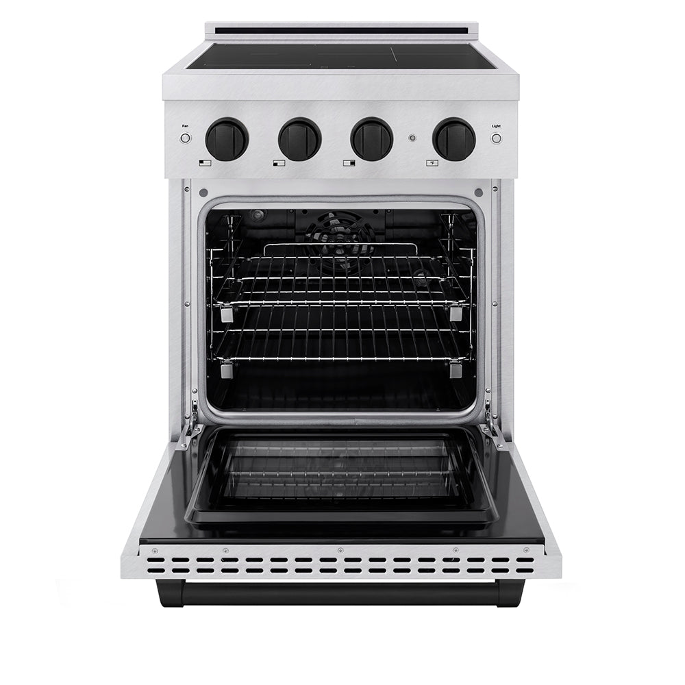 ZLINE Autograph Edition 24 in. 3.2 cu. ft. Paramount Induction Range with 3 Element Cooktop and Electric Convection Oven in Stainless Steel with Matte Black Accents (SINRZ-24-MB)