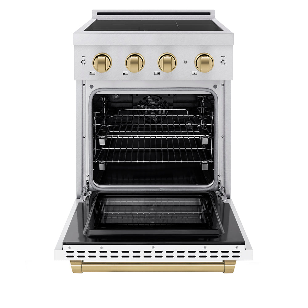 ZLINE Autograph Edition 24 in. 3.2 cu. ft. Paramount Induction Range with 3 Element Cooktop and Electric Convection Oven in Stainless Steel with Matte Black Accents (SINRZ-24-MB)