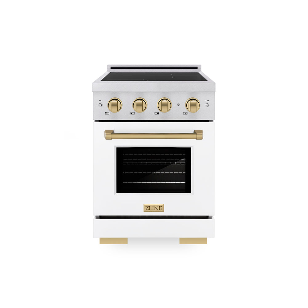 ZLINE Autograph Edition 24 in. 3.2 cu. ft. Paramount Induction Range with 3 Element Cooktop and Electric Convection Oven in Stainless Steel with Matte Black Accents (SINRZ-24-MB)