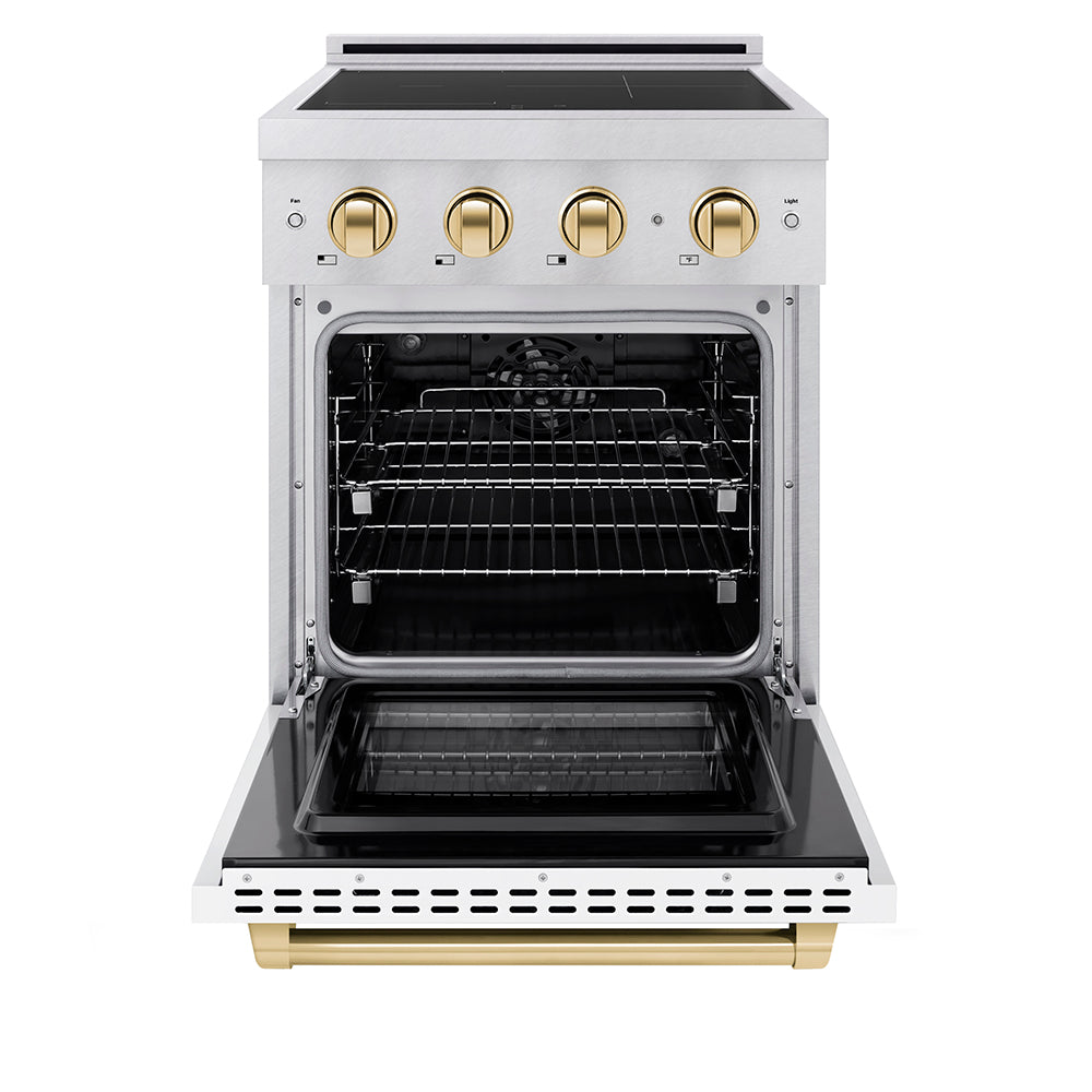 ZLINE Autograph Edition 24 in. 3.2 cu. ft. Paramount Induction Range with 3 Element Cooktop and Electric Convection Oven in Stainless Steel with Matte Black Accents (SINRZ-24-MB)