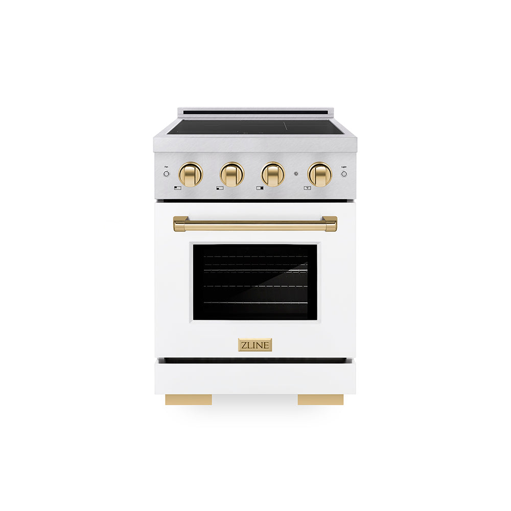 ZLINE Autograph Edition 24 in. 3.2 cu. ft. Paramount Induction Range with 3 Element Cooktop and Electric Convection Oven in Stainless Steel with Matte Black Accents (SINRZ-24-MB)