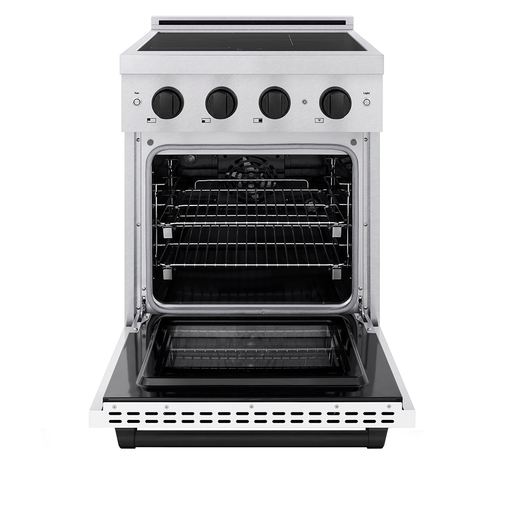 ZLINE Autograph Edition 24 in. 3.2 cu. ft. Paramount Induction Range with 3 Element Cooktop and Electric Convection Oven in Stainless Steel with Matte Black Accents (SINRZ-24-MB)
