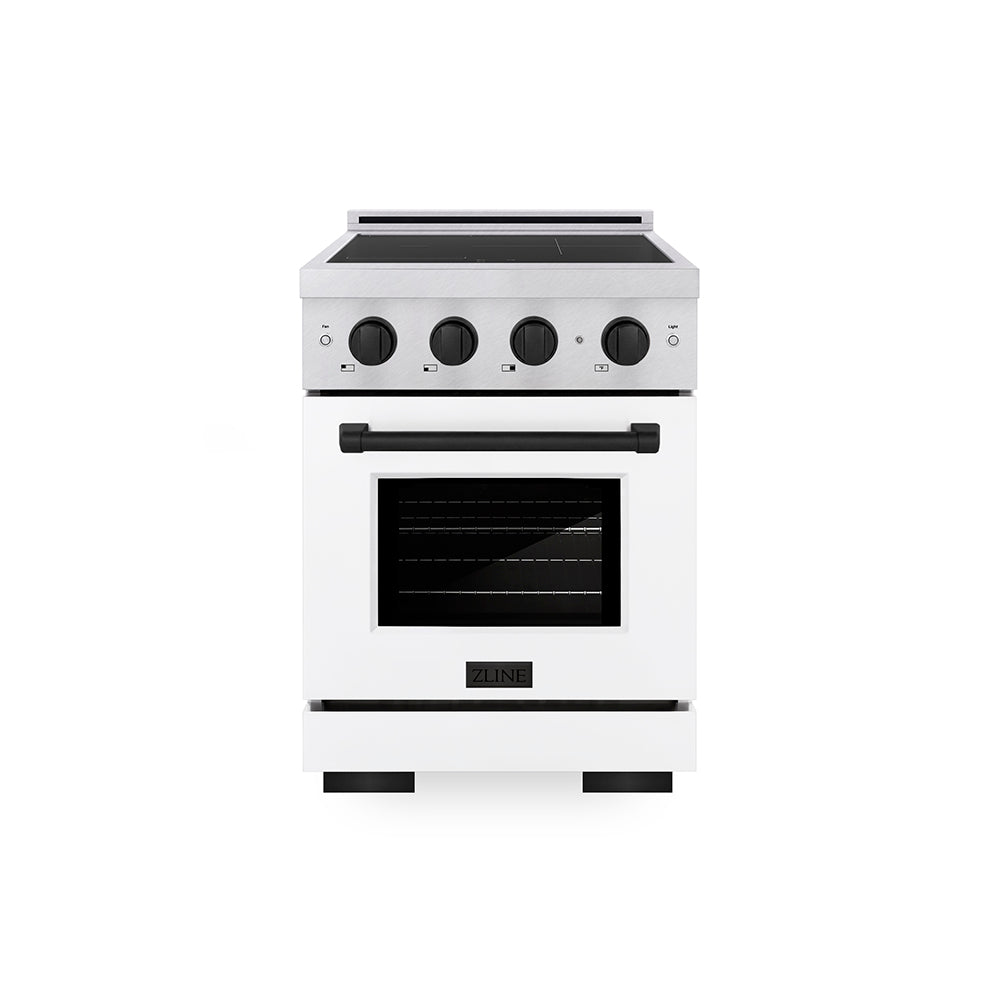 ZLINE Autograph Edition 24 in. 3.2 cu. ft. Paramount Induction Range with 3 Element Cooktop and Electric Convection Oven in Stainless Steel with Matte Black Accents (SINRZ-24-MB)