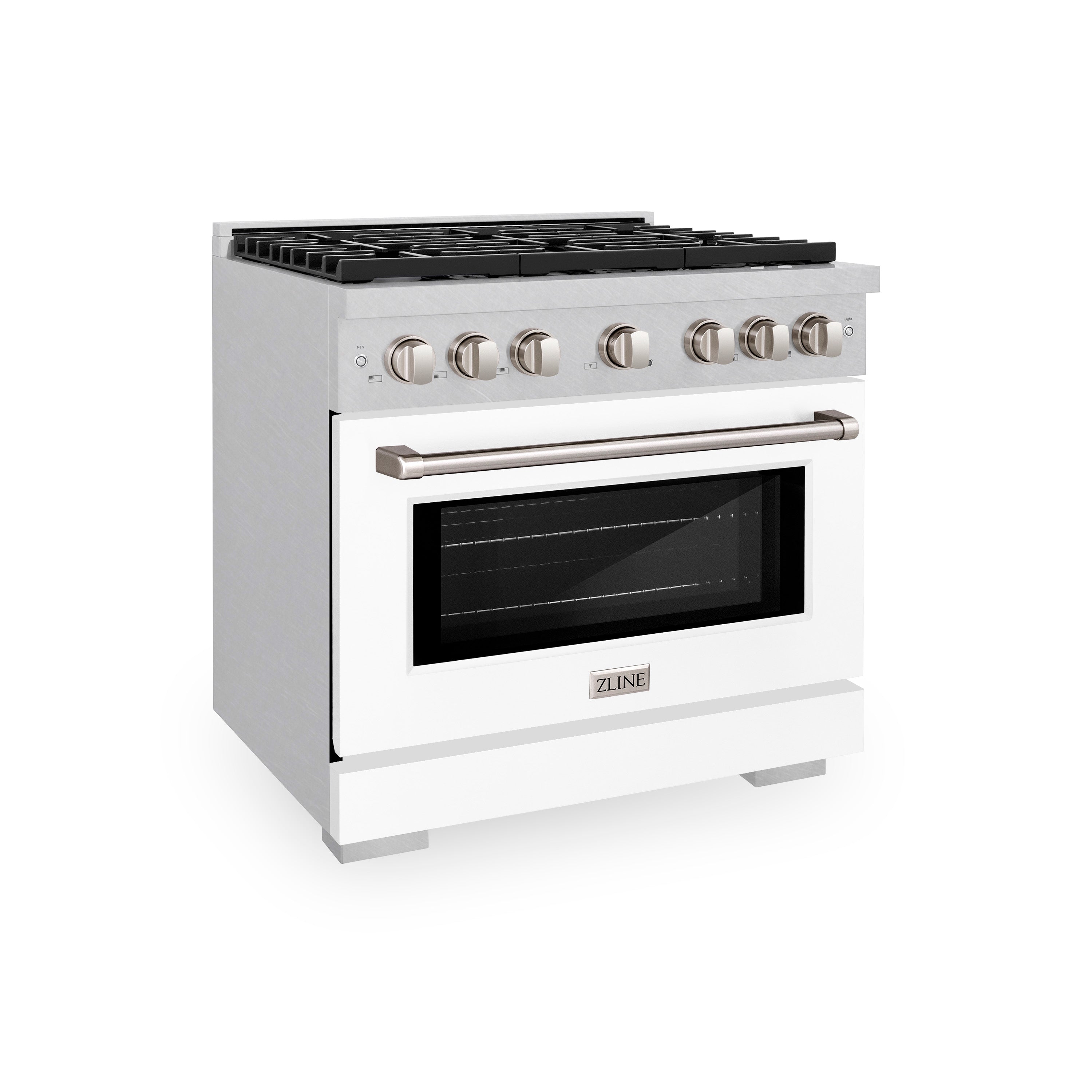 ZLINE 36 in. 5.2 cu. ft. Paramount Dual Fuel Range with 6 Burner Gas Cooktop and Electric Convection Oven in Stainless Steel with Black Matte Door (SDR-BLM-36)
