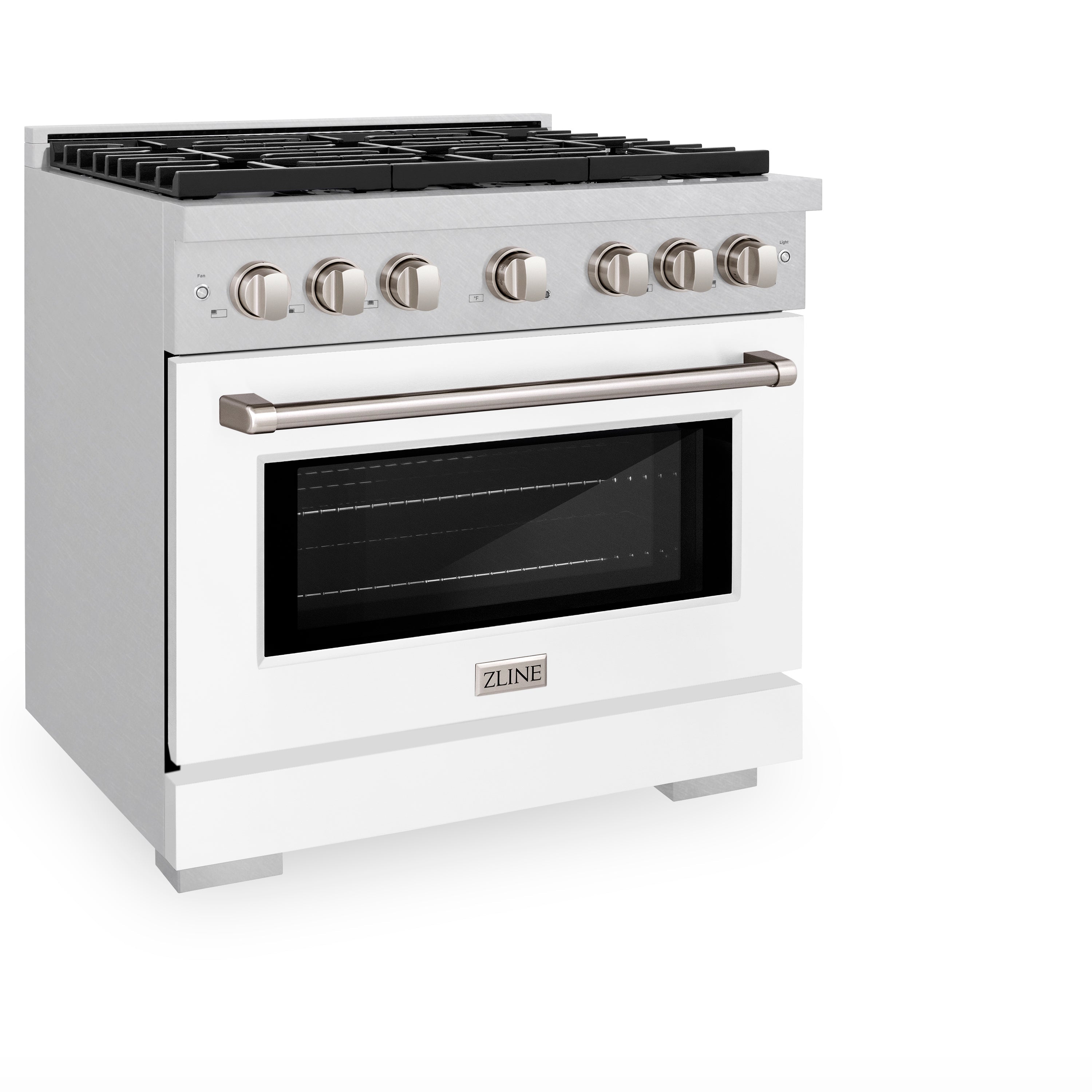 ZLINE 36 in. 5.2 cu. ft. Paramount Dual Fuel Range with 6 Burner Gas Cooktop and Electric Convection Oven in Stainless Steel with Black Matte Door (SDR-BLM-36)