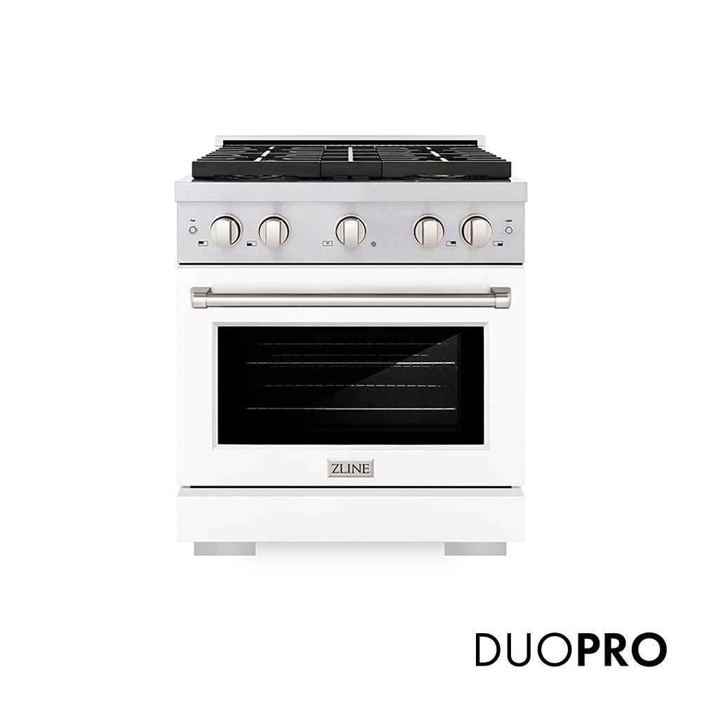 ZLINE 30 in. 4.2 cu. ft. Paramount Dual Fuel Range with 4 Burner DuoPro™ Cooktop and Electric Convection Oven with Black Matte Door (PSDR-BLM-30)