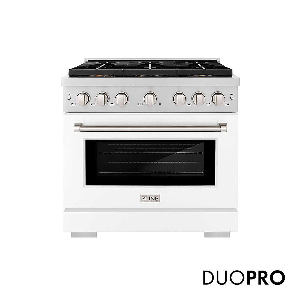 ZLINE 36 in. 5.2 cu. ft. Paramount Dual Fuel Range with 6 Burner DuoPro™ Cooktop and Electric Convection Oven in Black Stainless Steel (PSDRB-36)