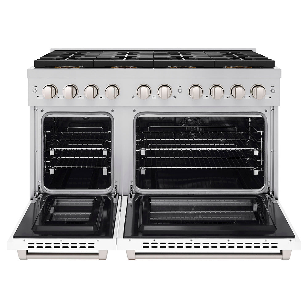 ZLINE 48 in. 6.7 cu. ft. Paramount Dual Fuel Range with 8 Burner DuoPro™ Cooktop and Dual Ovens in Black Stainless Steel (PSDRB-48)