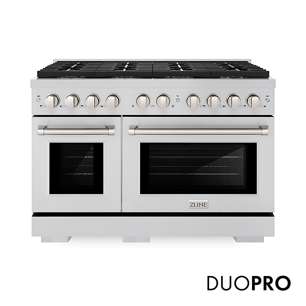 ZLINE 48 in. 6.7 cu. ft. Paramount Dual Fuel Range with 8 Burner DuoPro™ Cooktop and Dual Ovens in Black Stainless Steel (PSDRB-48)