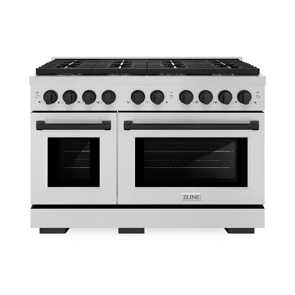 ZLINE Autograph Edition 48 in. 6.7 cu. ft. Paramount Dual Fuel Range with 8 Burner DuoPro™ Cooktop and Dual Ovens in Stainless Steel and Champagne Bronze Accents (PSDRZ-48-CB)