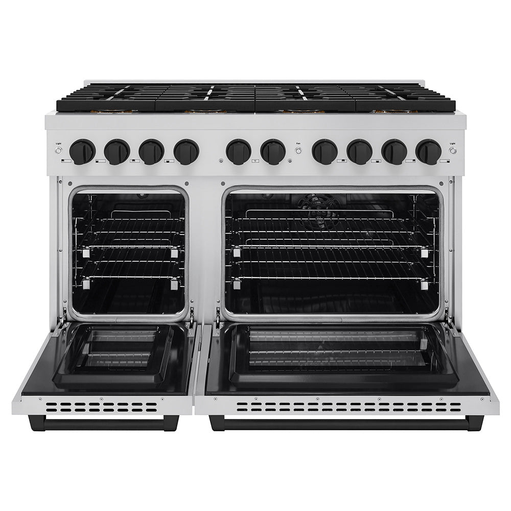 ZLINE Autograph Edition 48 in. 6.7 cu. ft. Paramount Dual Fuel Range with 8 Burner DuoPro™ Cooktop and Dual Ovens in Stainless Steel and Champagne Bronze Accents (PSDRZ-48-CB)