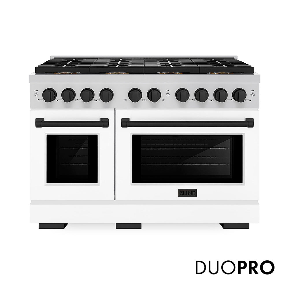 ZLINE Autograph Edition 48 in. 6.7 cu. ft. Paramount Dual Fuel Range with 8 Burner DuoPro™ Cooktop and Dual Ovens in Stainless Steel and Champagne Bronze Accents (PSDRZ-48-CB)