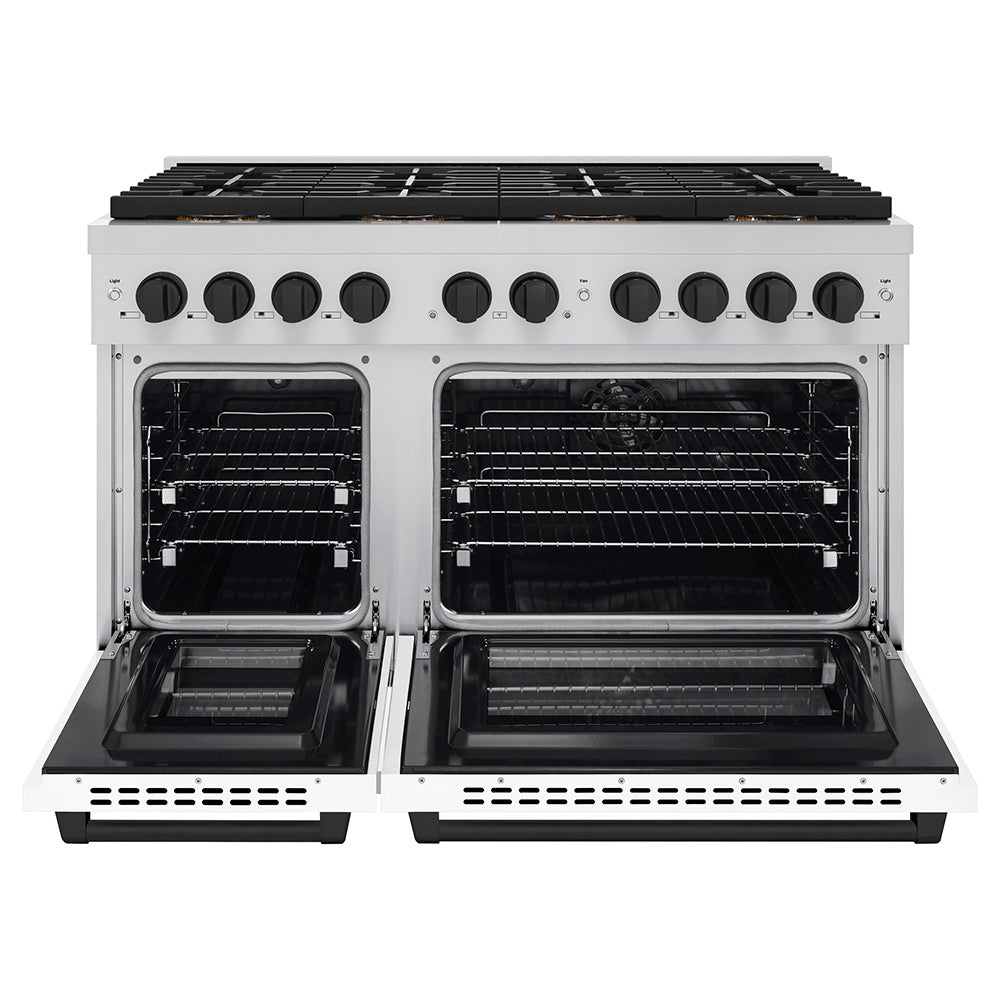 ZLINE Autograph Edition 48 in. 6.7 cu. ft. Paramount Dual Fuel Range with 8 Burner DuoPro™ Cooktop and Dual Ovens in Stainless Steel and Champagne Bronze Accents (PSDRZ-48-CB)
