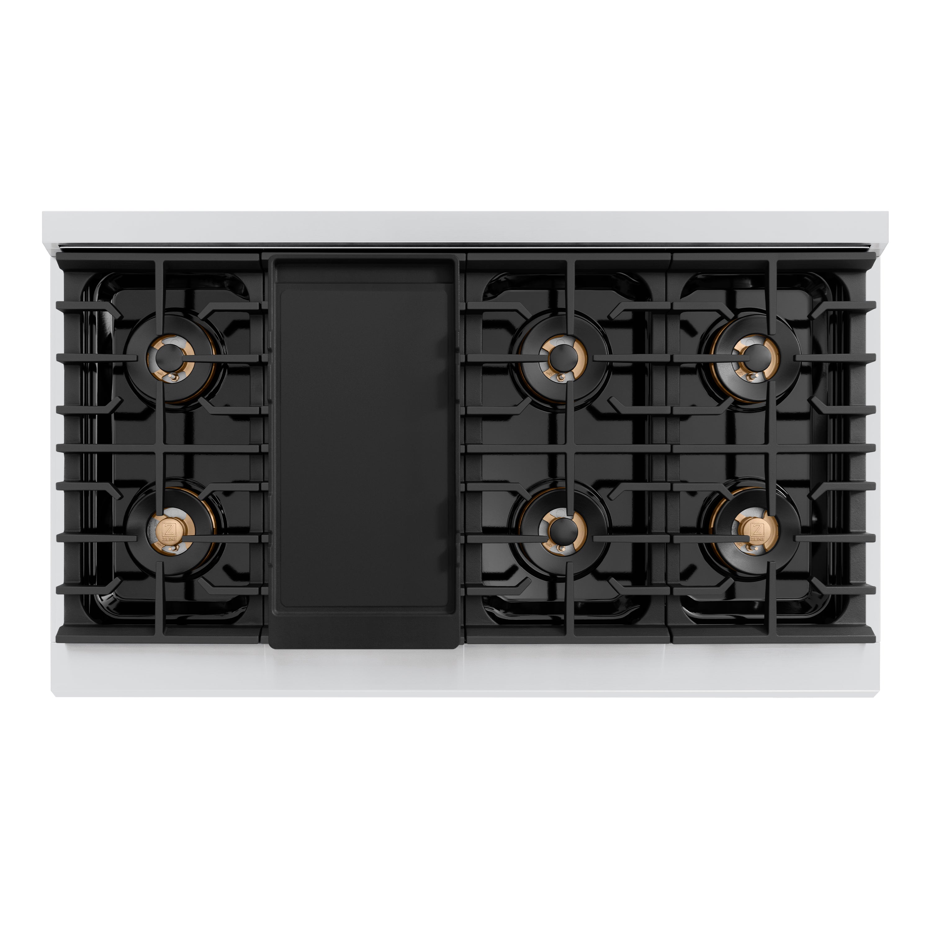 ZLINE Autograph Edition 48 in. 6.7 cu. ft. Paramount Dual Fuel Range with 8 Burner DuoPro™ Cooktop and Dual Ovens in Stainless Steel and Champagne Bronze Accents (PSDRZ-48-CB)