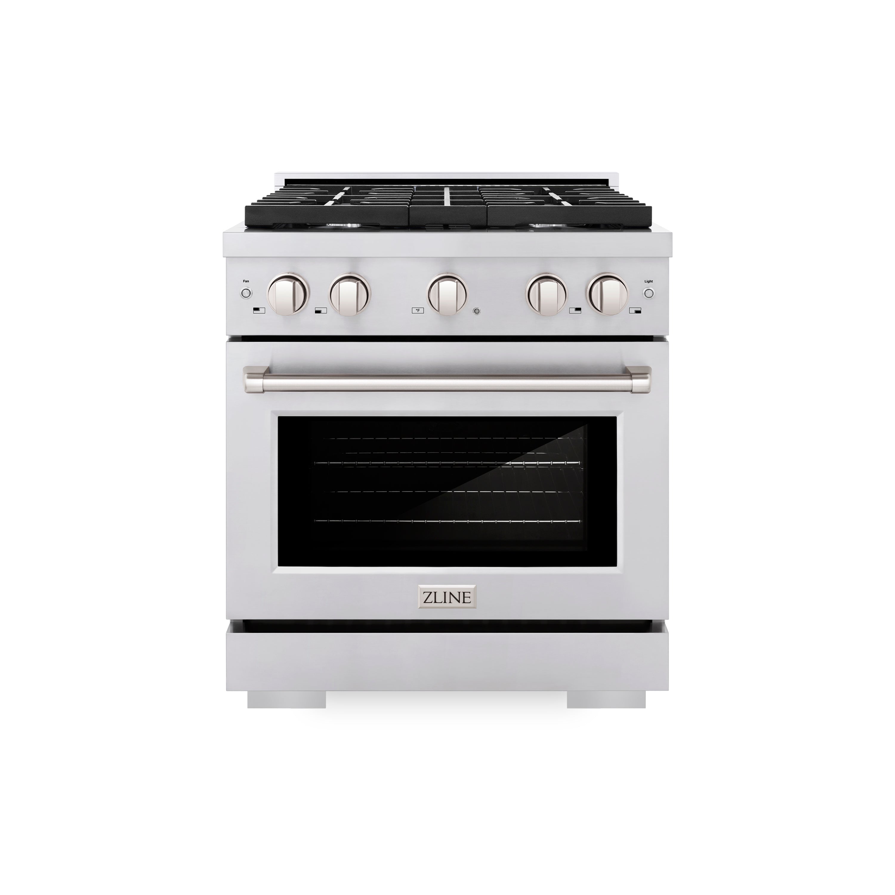 ZLINE 30 in. 4.2 cu. ft. Paramount Dual Fuel Range with 4 Burner Gas Cooktop and Electric Convection Oven in Stainless Steel with Black Matte Door (SDR-BLM-30)