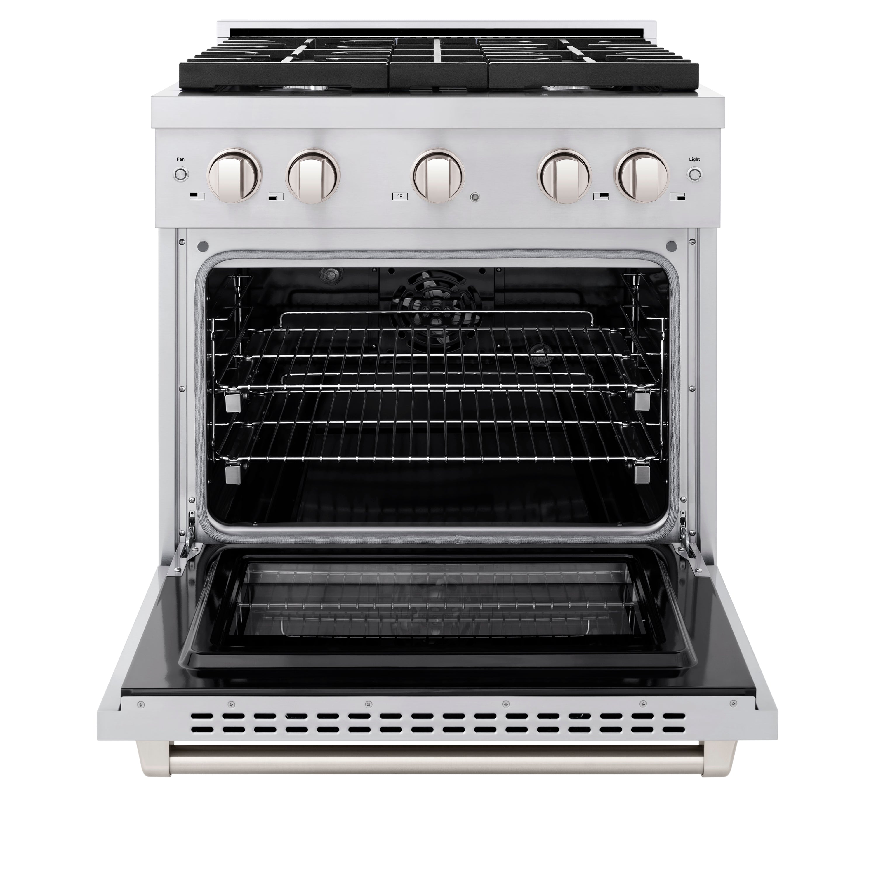 ZLINE 30 in. 4.2 cu. ft. Paramount Dual Fuel Range with 4 Burner Gas Cooktop and Electric Convection Oven in Stainless Steel with Black Matte Door (SDR-BLM-30)