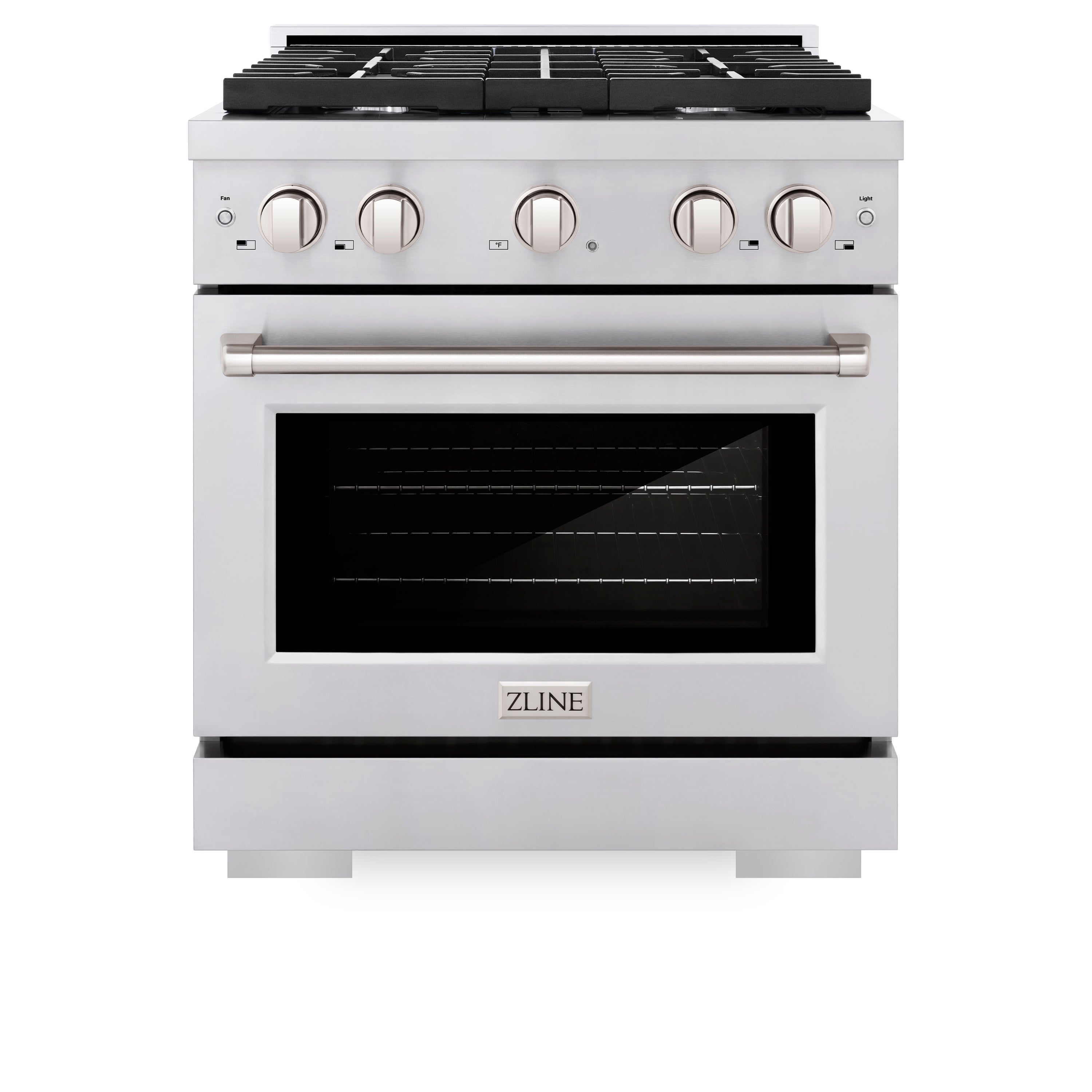 ZLINE 30 in. 4.2 cu. ft. Paramount Dual Fuel Range with 4 Burner Gas Cooktop and Electric Convection Oven in Stainless Steel with Black Matte Door (SDR-BLM-30)