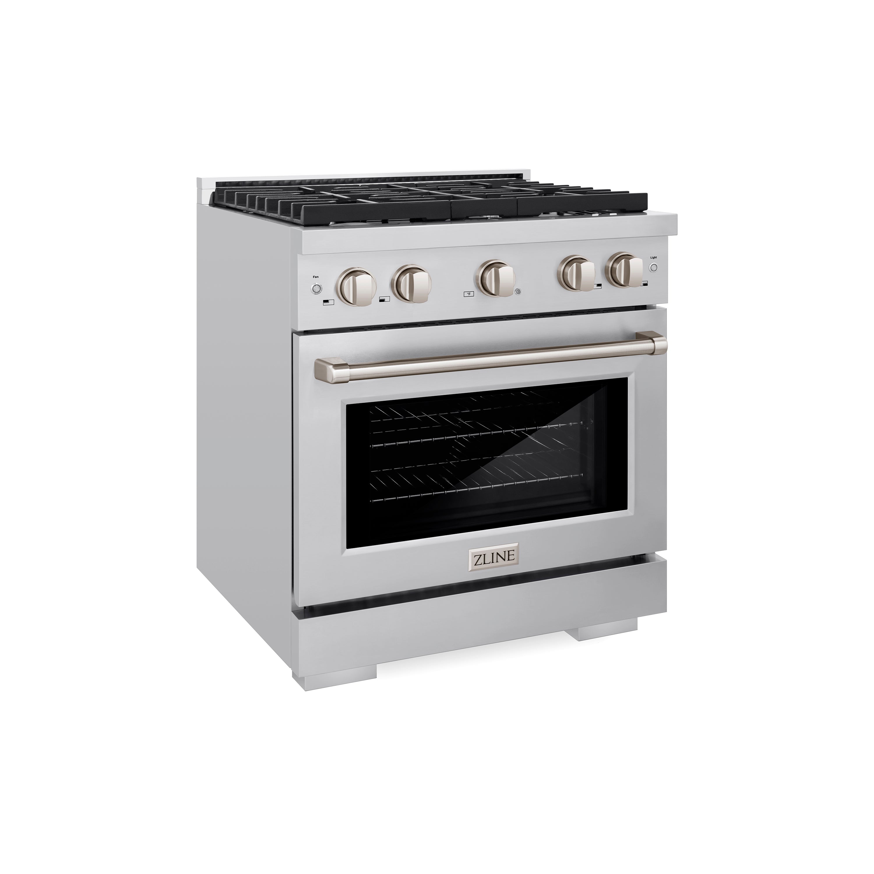 ZLINE 30 in. 4.2 cu. ft. Paramount Dual Fuel Range with 4 Burner Gas Cooktop and Electric Convection Oven in Stainless Steel with Black Matte Door (SDR-BLM-30)