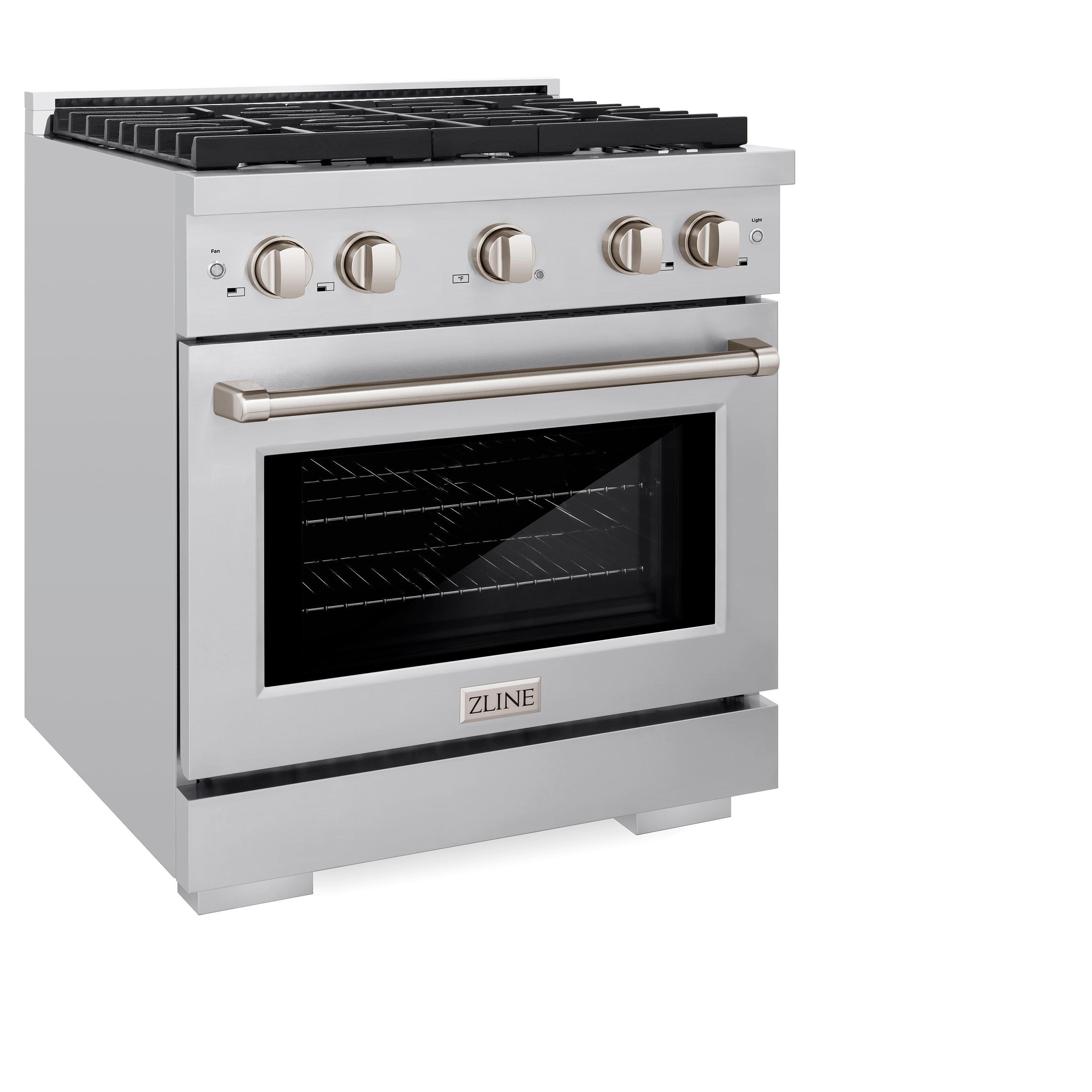 ZLINE 30 in. 4.2 cu. ft. Paramount Dual Fuel Range with 4 Burner Gas Cooktop and Electric Convection Oven in Stainless Steel with Black Matte Door (SDR-BLM-30)