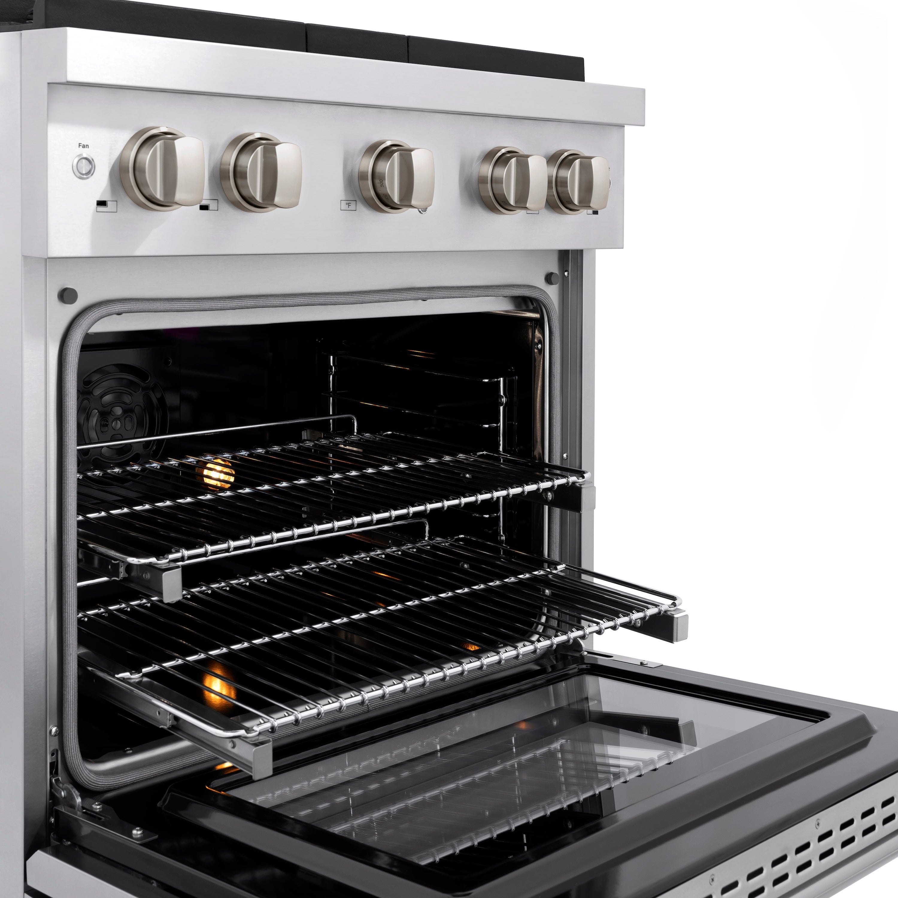 ZLINE 30 in. 4.2 cu. ft. Paramount Dual Fuel Range with 4 Burner Gas Cooktop and Electric Convection Oven in Stainless Steel with Black Matte Door (SDR-BLM-30)