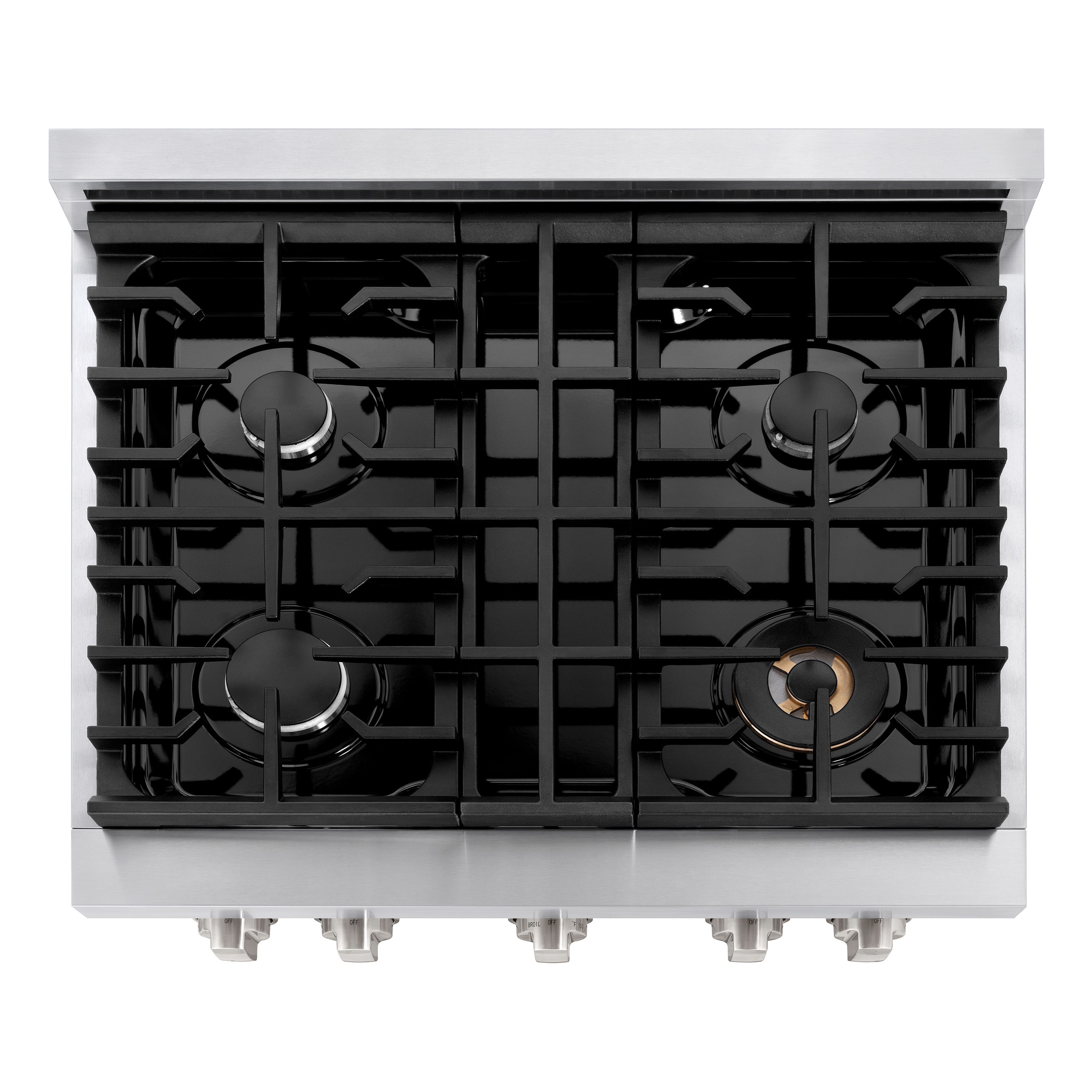 ZLINE 30 in. 4.2 cu. ft. Paramount Dual Fuel Range with 4 Burner Gas Cooktop and Electric Convection Oven in Stainless Steel with Black Matte Door (SDR-BLM-30)