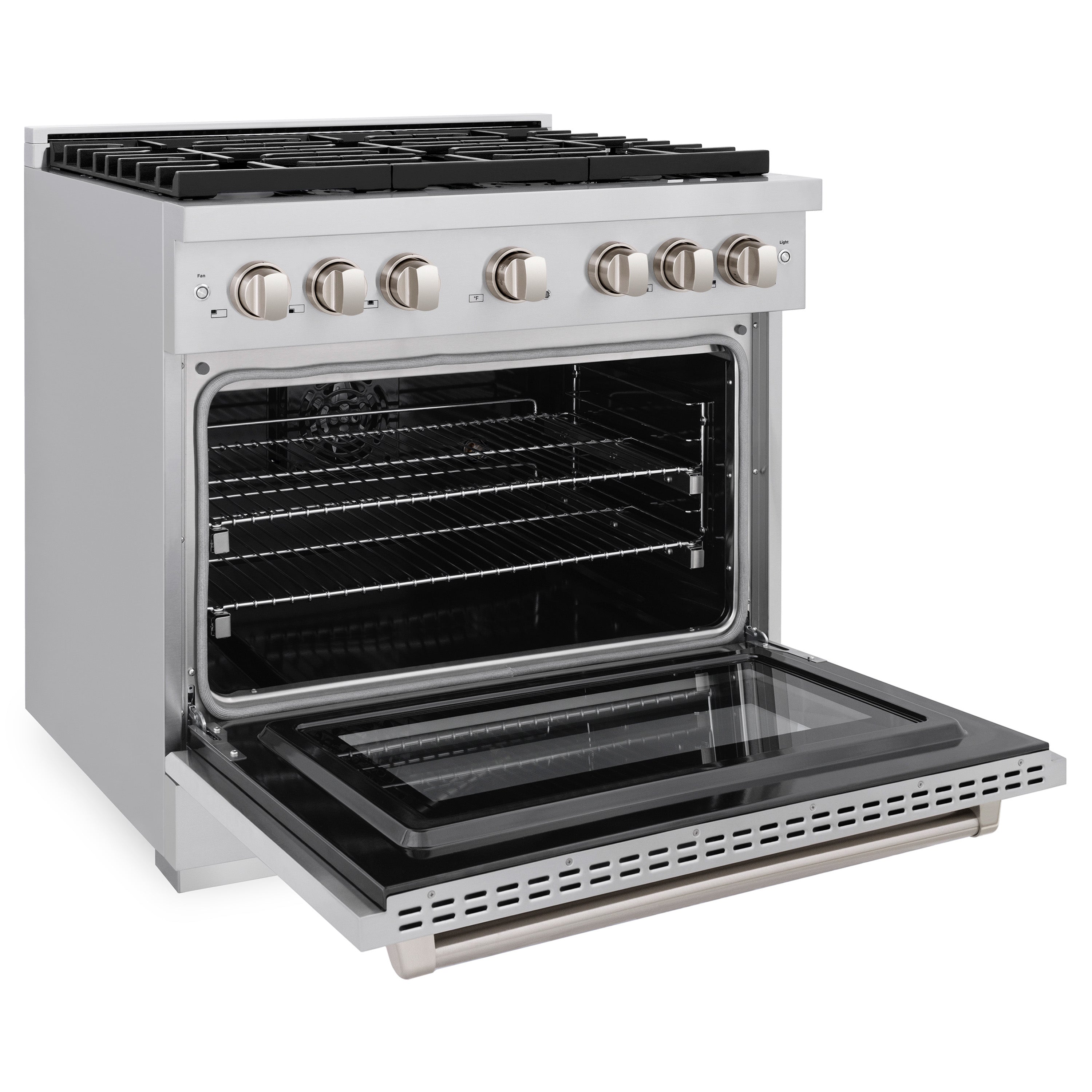 ZLINE 36 in. 5.2 cu. ft. Paramount Dual Fuel Range with 6 Burner Gas Cooktop and Electric Convection Oven in Stainless Steel with Black Matte Door (SDR-BLM-36)