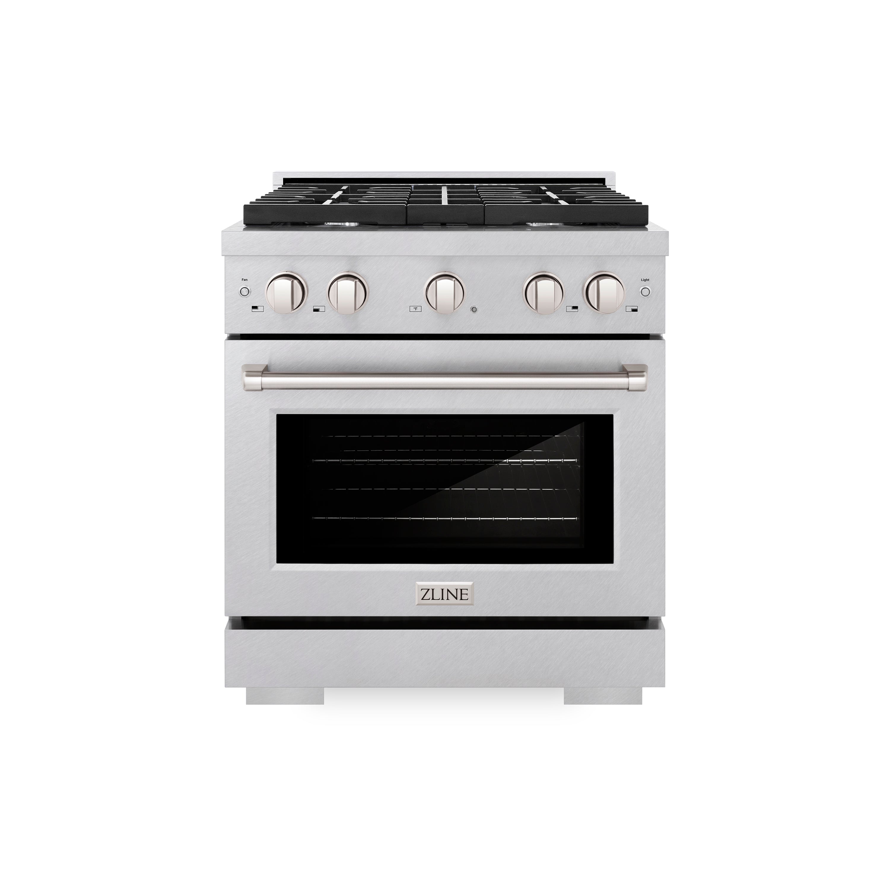 ZLINE 30 in. 4.2 cu. ft. Paramount Dual Fuel Range with 4 Burner Gas Cooktop and Electric Convection Oven in Stainless Steel with Black Matte Door (SDR-BLM-30)