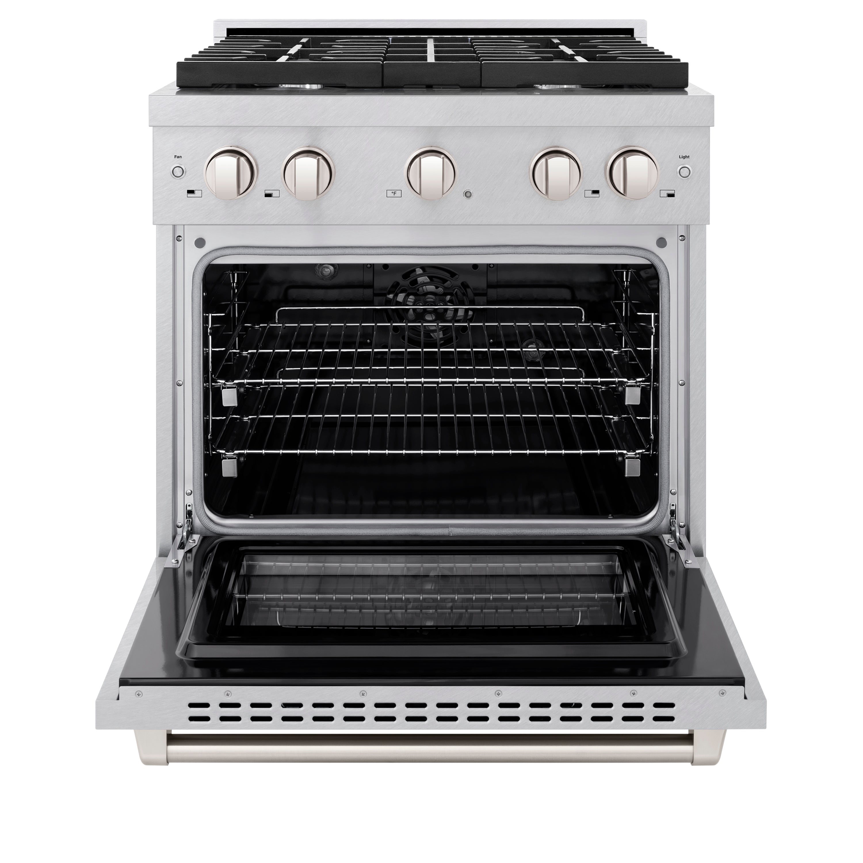 ZLINE 30 in. 4.2 cu. ft. Paramount Dual Fuel Range with 4 Burner Gas Cooktop and Electric Convection Oven in Stainless Steel with Black Matte Door (SDR-BLM-30)