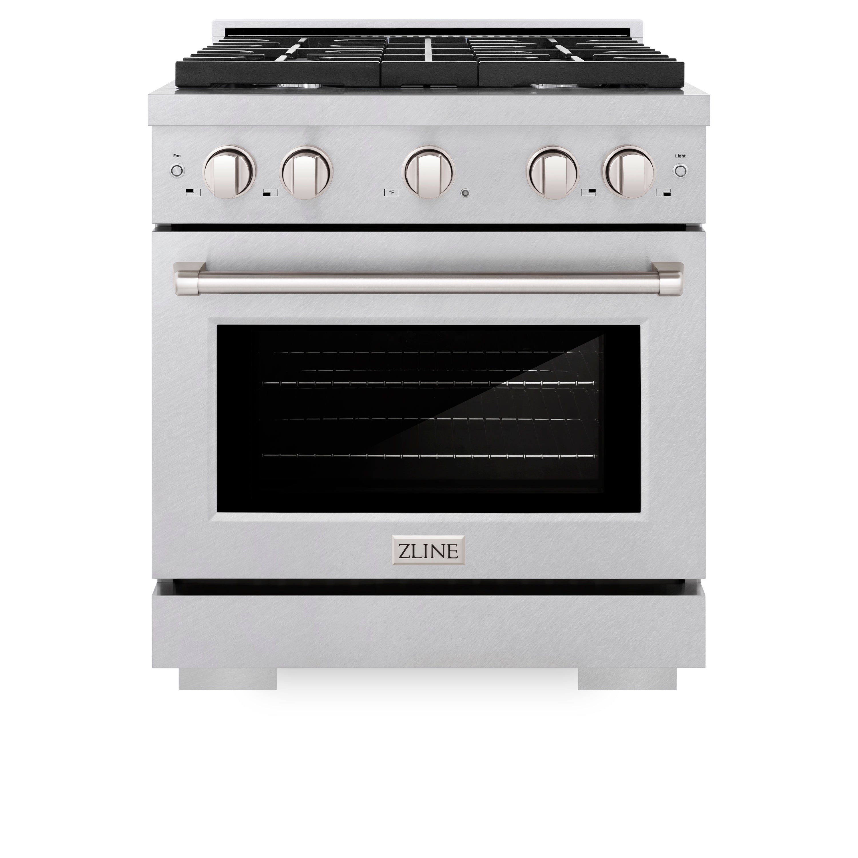 ZLINE 30 in. 4.2 cu. ft. Paramount Dual Fuel Range with 4 Burner Gas Cooktop and Electric Convection Oven in Stainless Steel with Black Matte Door (SDR-BLM-30)