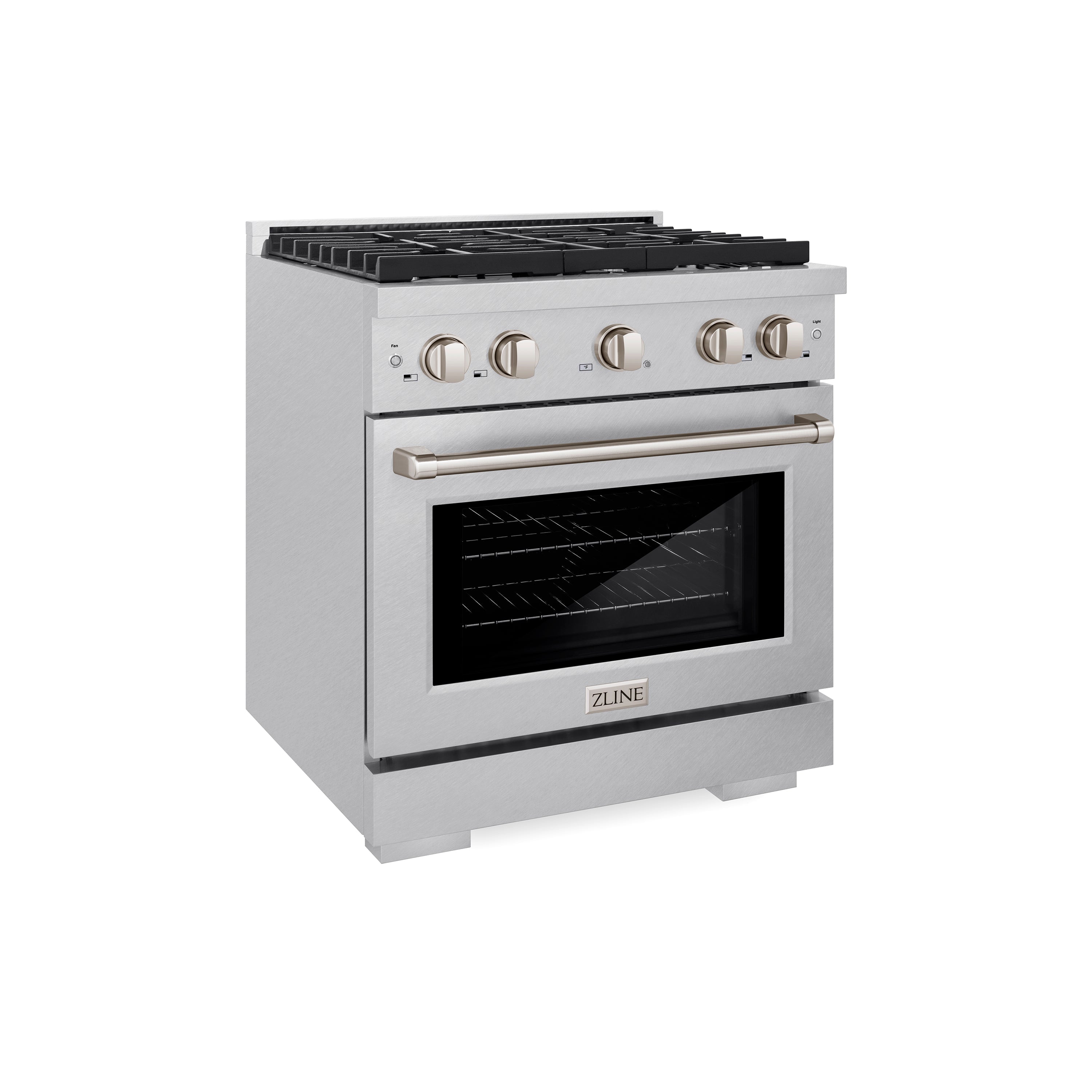 ZLINE 30 in. 4.2 cu. ft. Paramount Dual Fuel Range with 4 Burner Gas Cooktop and Electric Convection Oven in Stainless Steel with Black Matte Door (SDR-BLM-30)