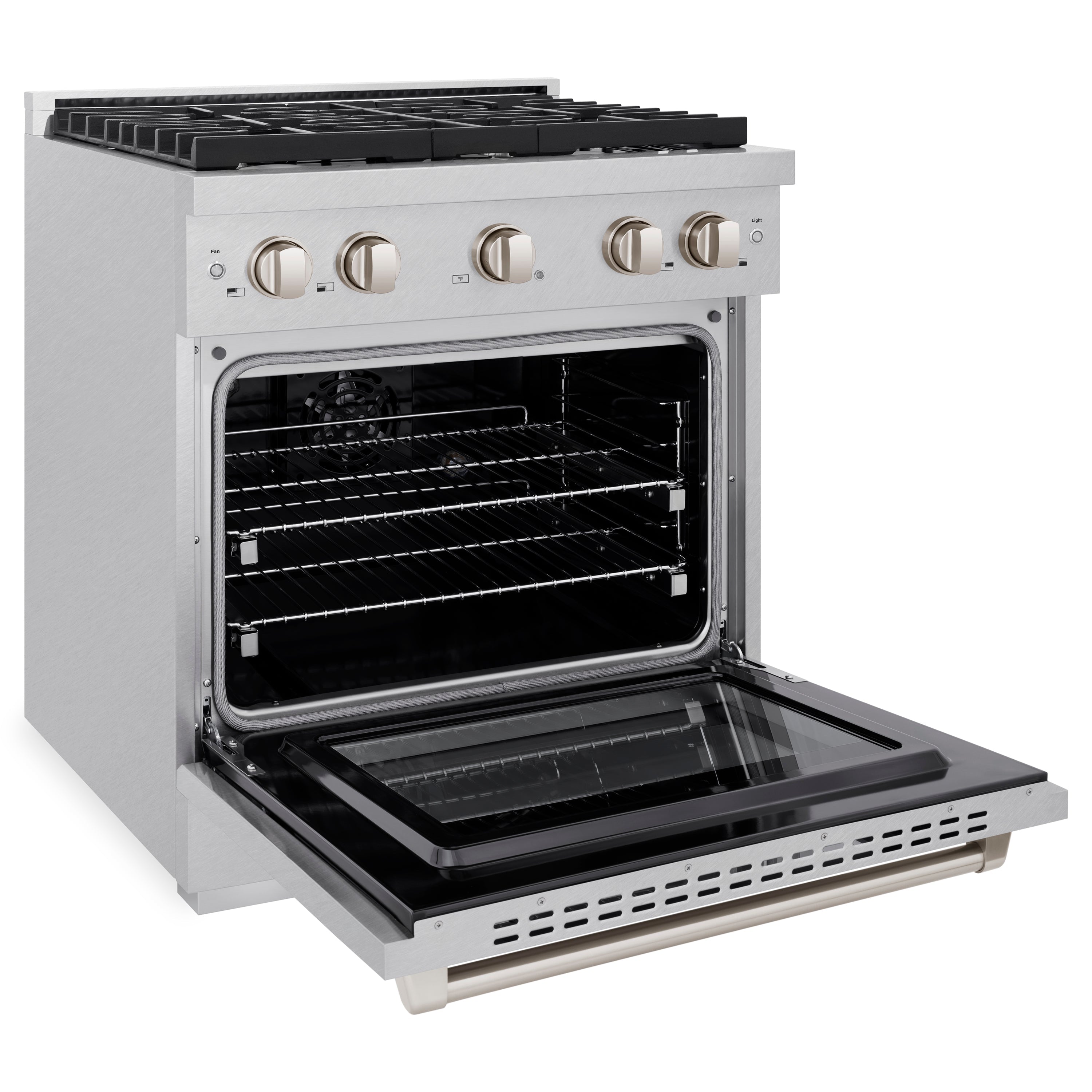 ZLINE 30 in. 4.2 cu. ft. Paramount Dual Fuel Range with 4 Burner Gas Cooktop and Electric Convection Oven in Stainless Steel with Black Matte Door (SDR-BLM-30)