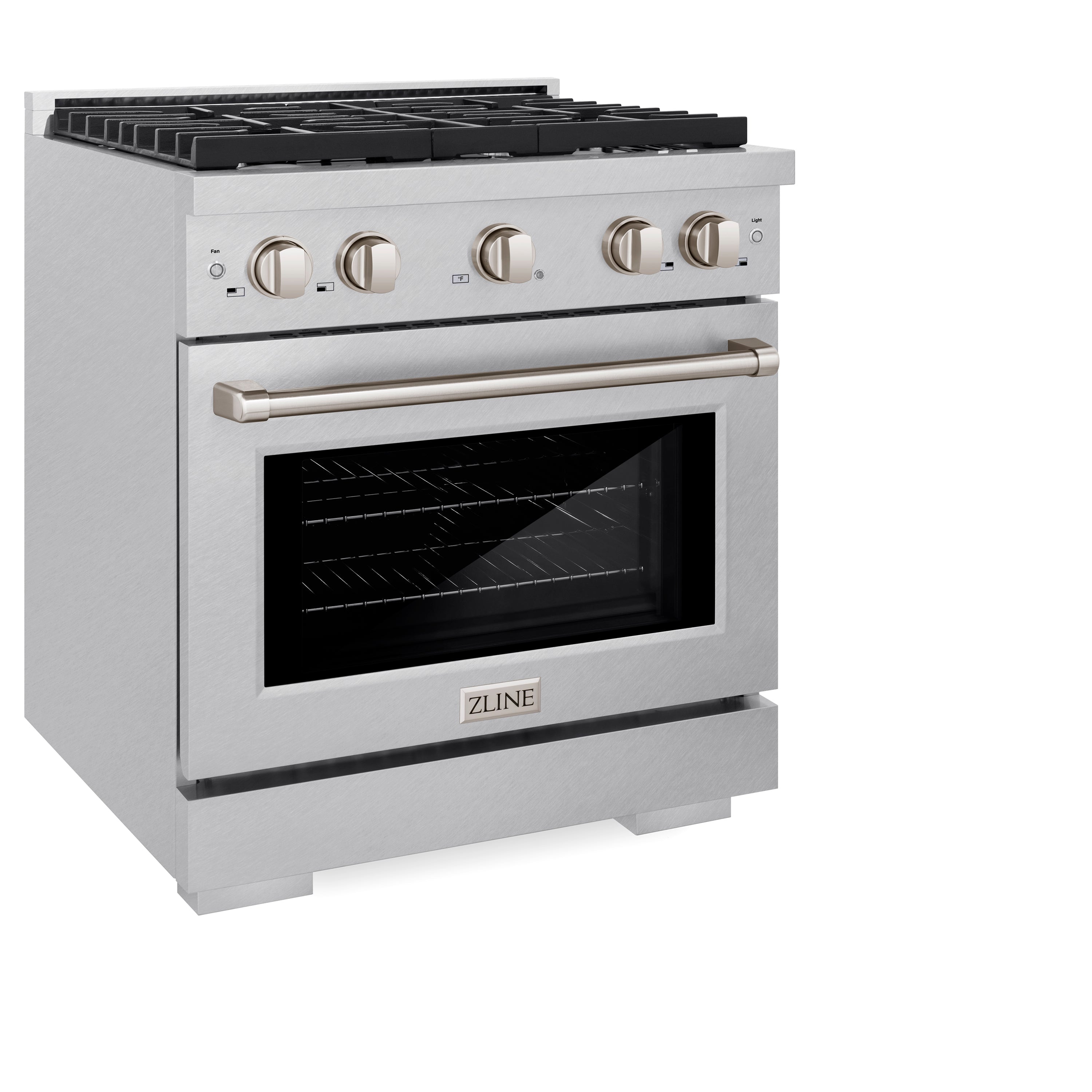 ZLINE 30 in. 4.2 cu. ft. Paramount Dual Fuel Range with 4 Burner Gas Cooktop and Electric Convection Oven in Stainless Steel with Black Matte Door (SDR-BLM-30)